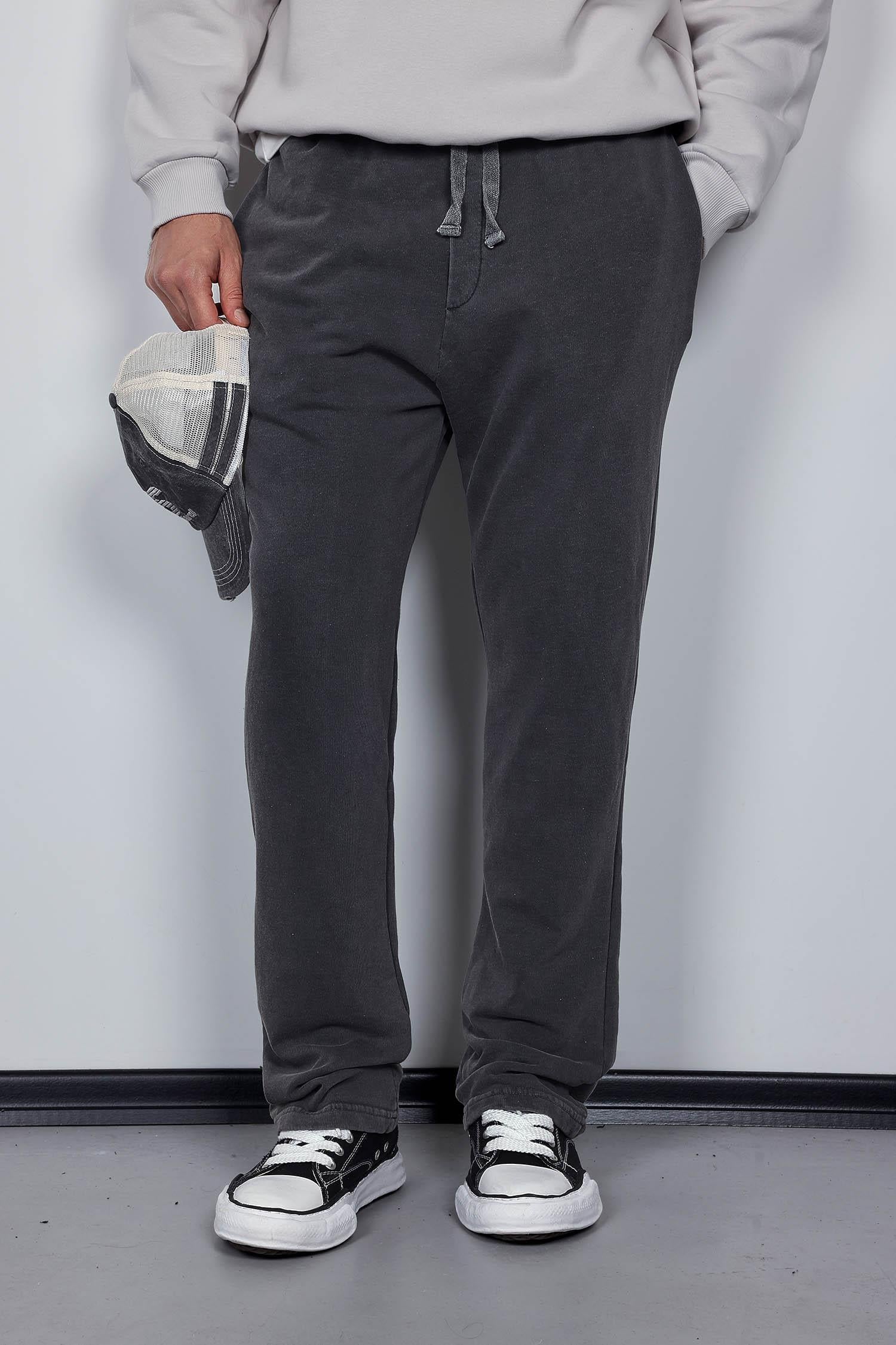 Erkek Yıkamalı Baggy Fit İnce Eşofman Siyah