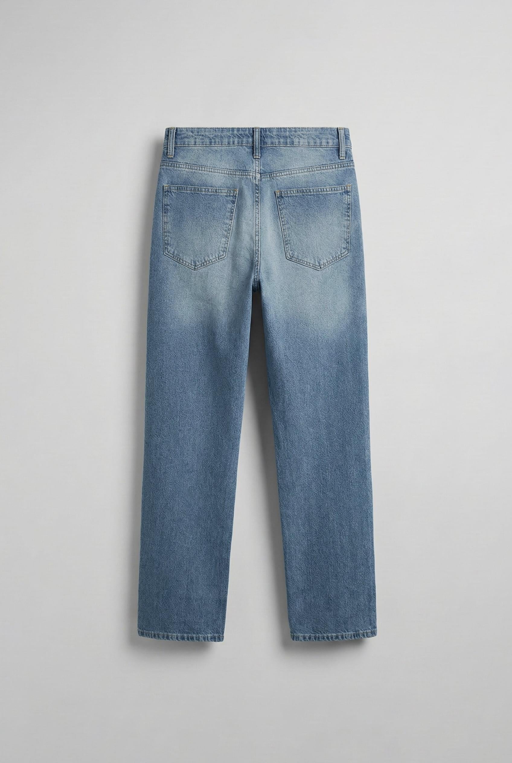 Erkek Yıkamalı Baggy Fit Jean Açık Mavi