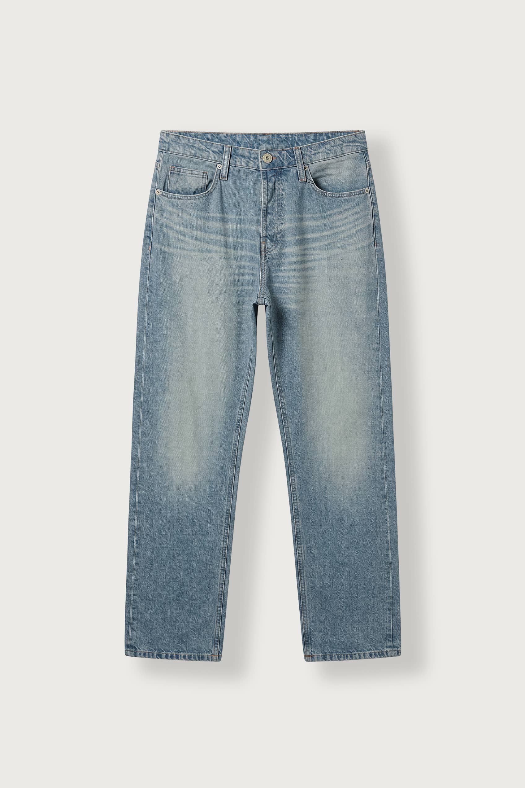 Erkek Yıkamalı Baggy Fit Jean Mavi