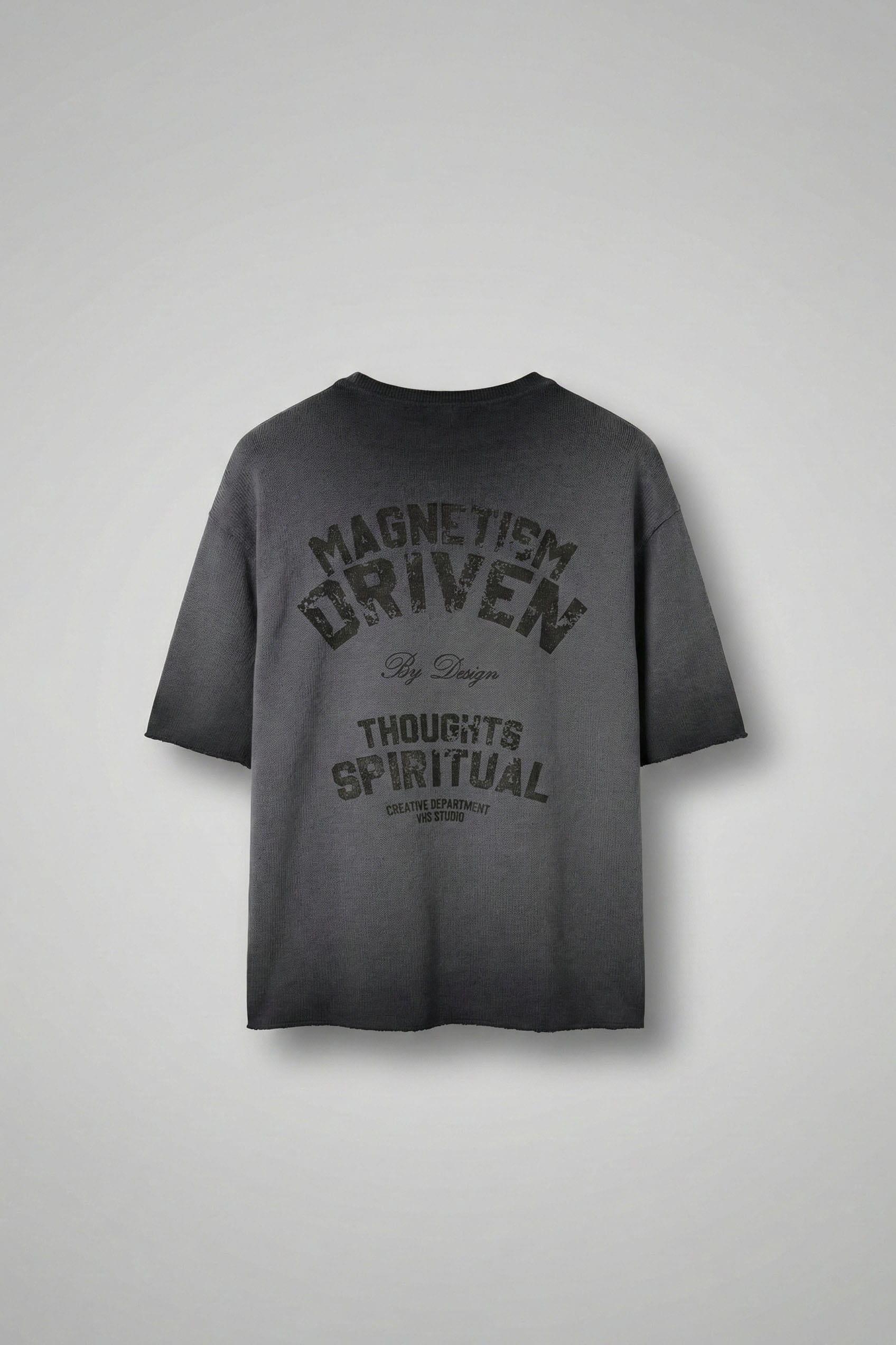 Erkek Yıkamalı Örme Premium Oversize T-Shirt Siyah