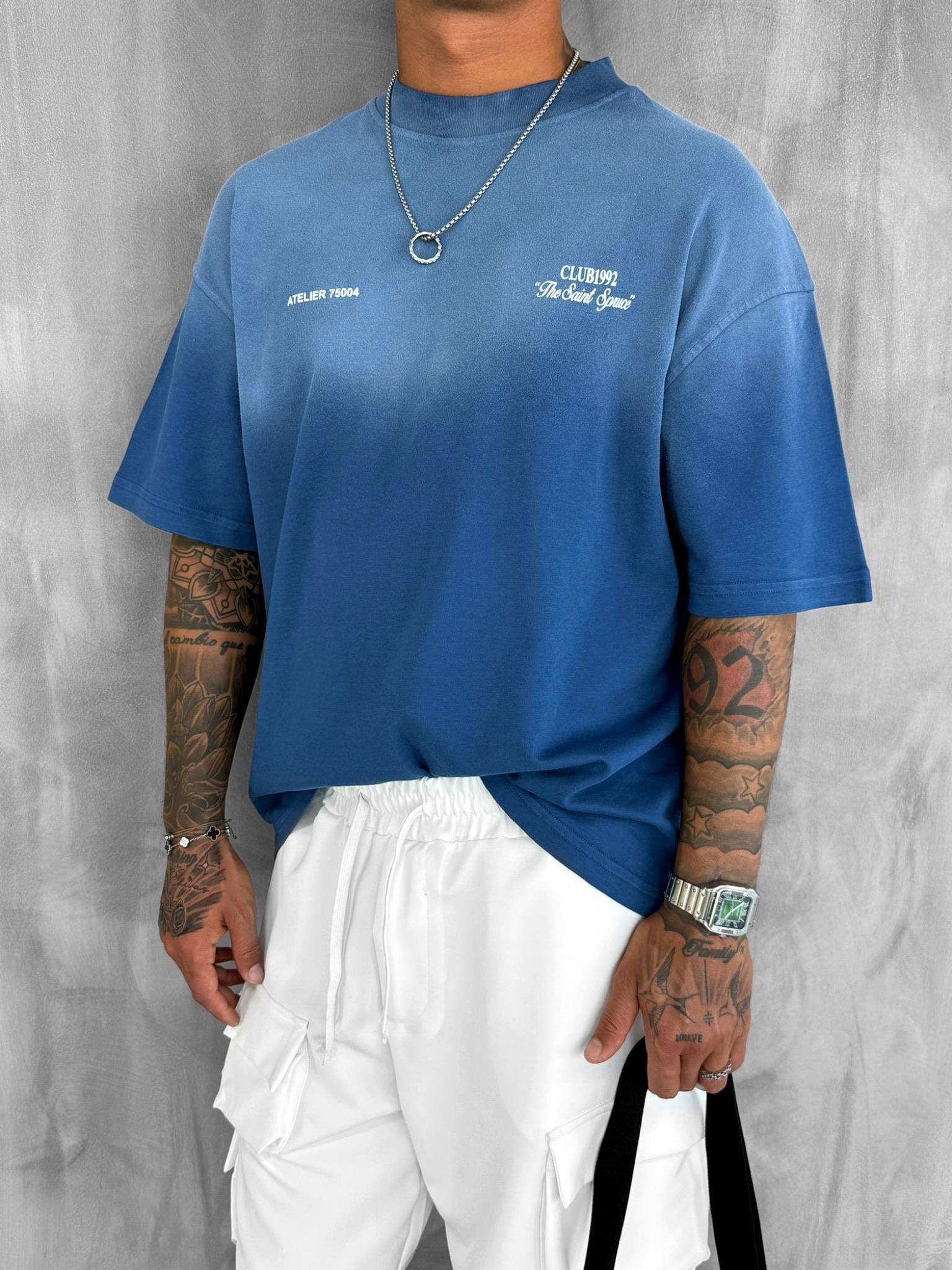Erkek Yıkamalı Premium Kumaş Oversize T-Shirt Koyu Mavi