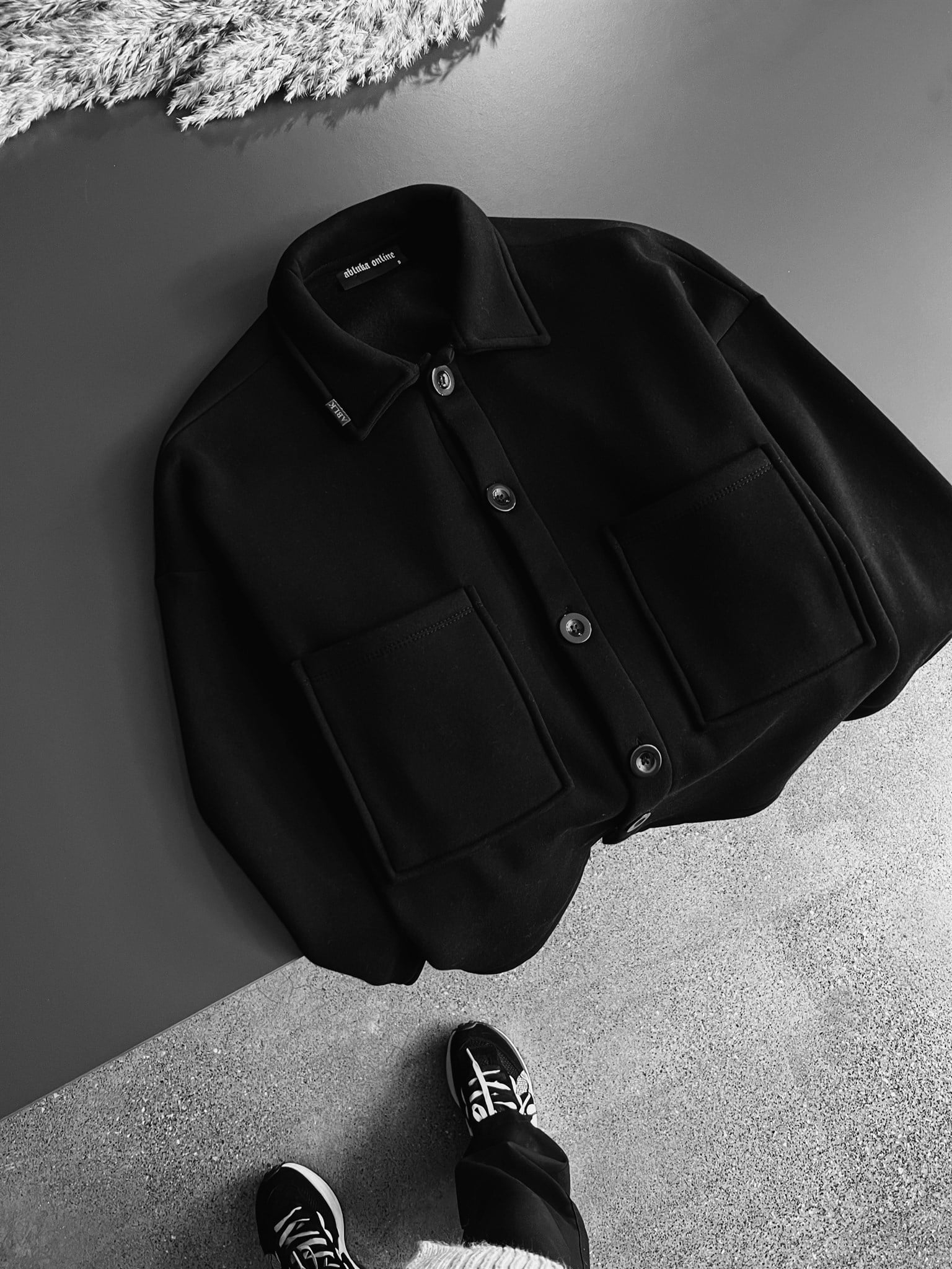 Erkek Oversize Basic Rahat Ceket Siyah