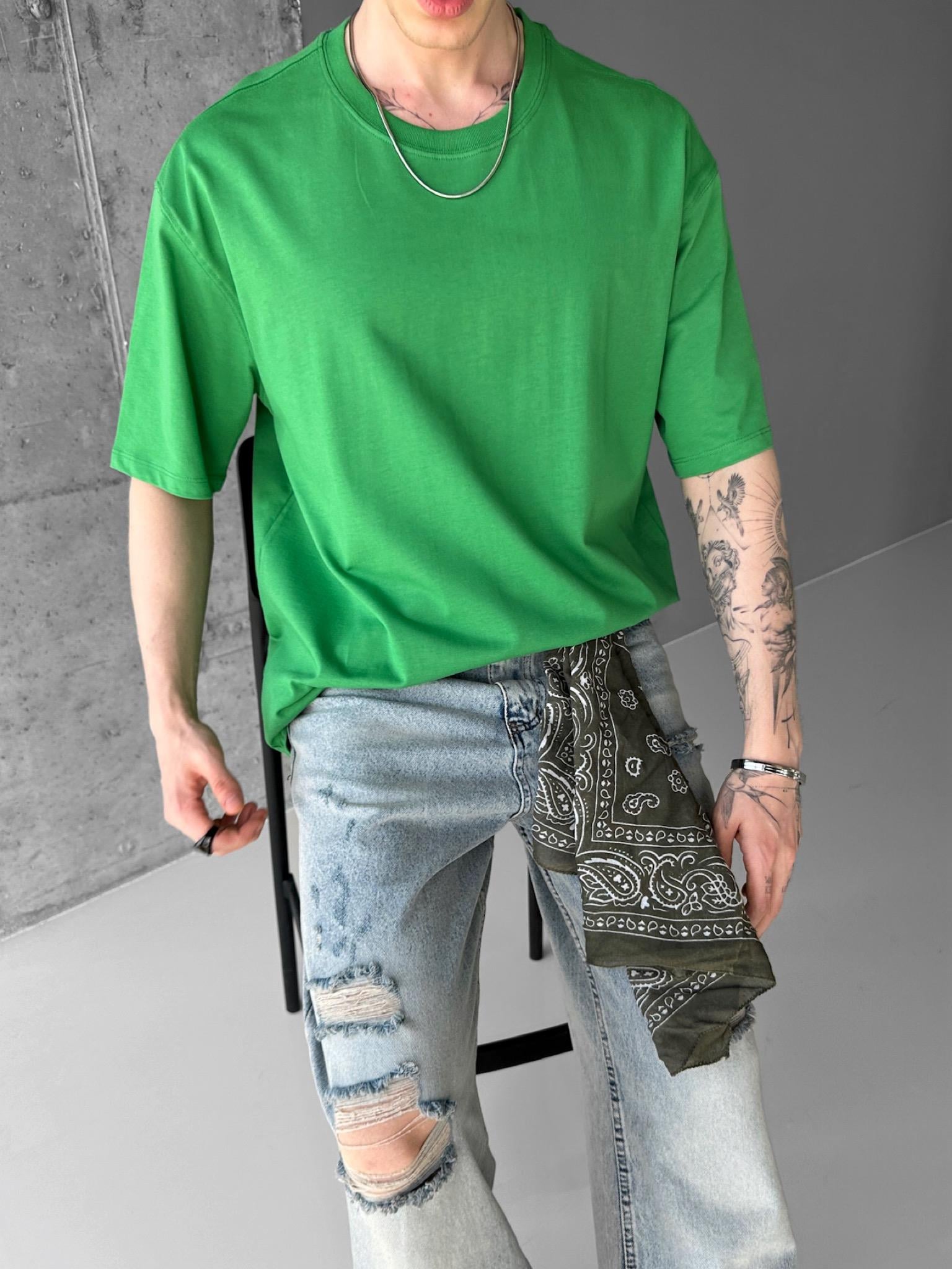 Erkek Oversize Basic T-Shirt Yeşil