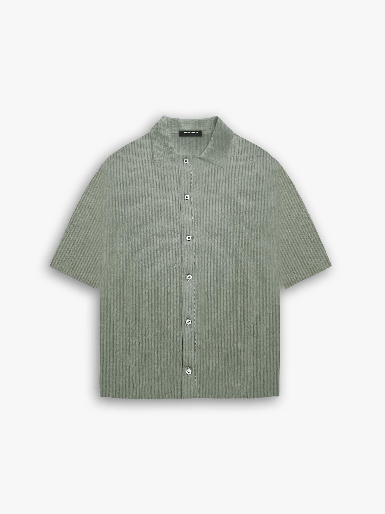 Erkek Oversize Fitilli Küba Yaka Gömlek Mint