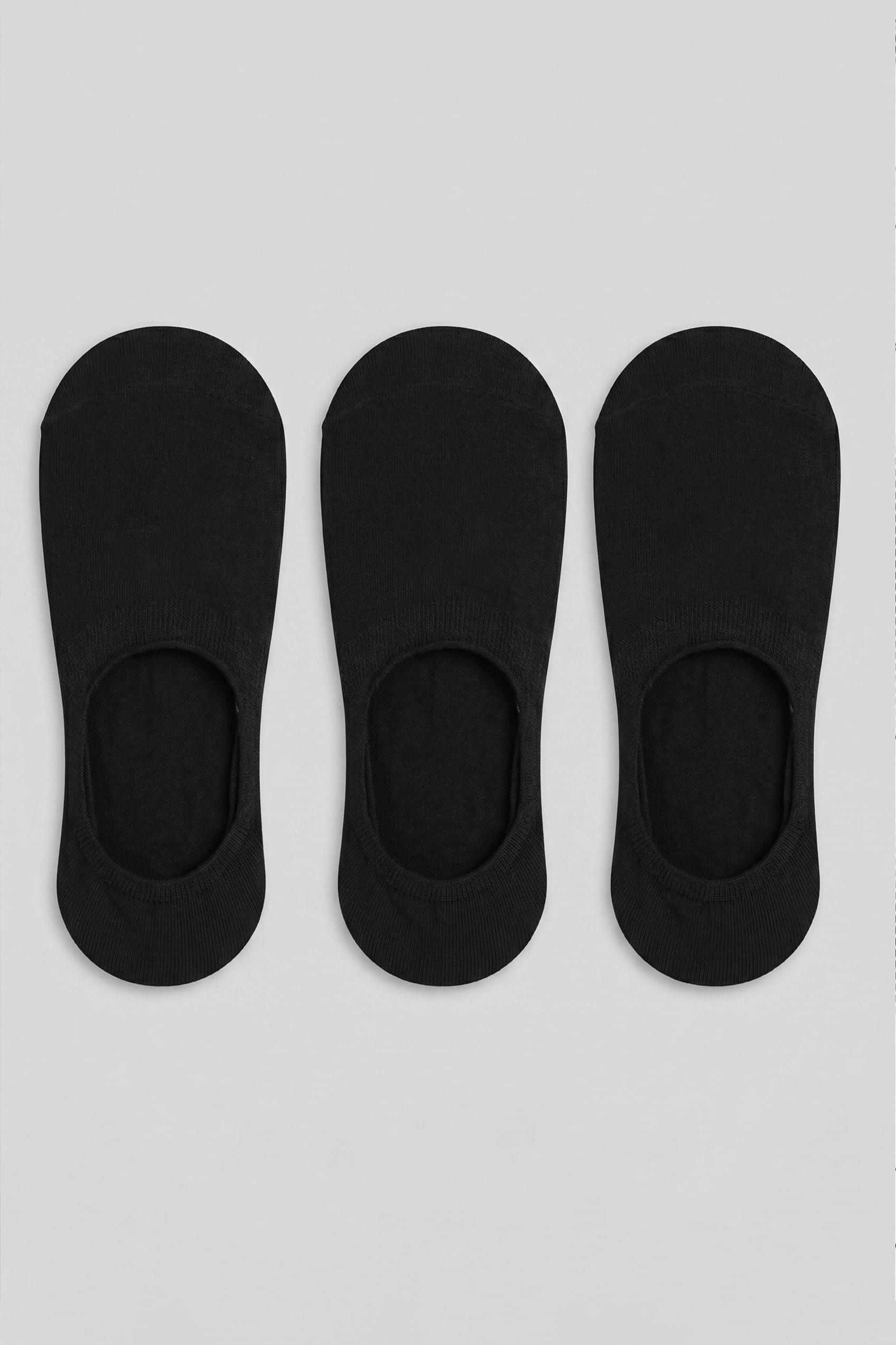 Unisex Bambu Silikonlu Görünmez Babet Çorap 3lü Set Siyah