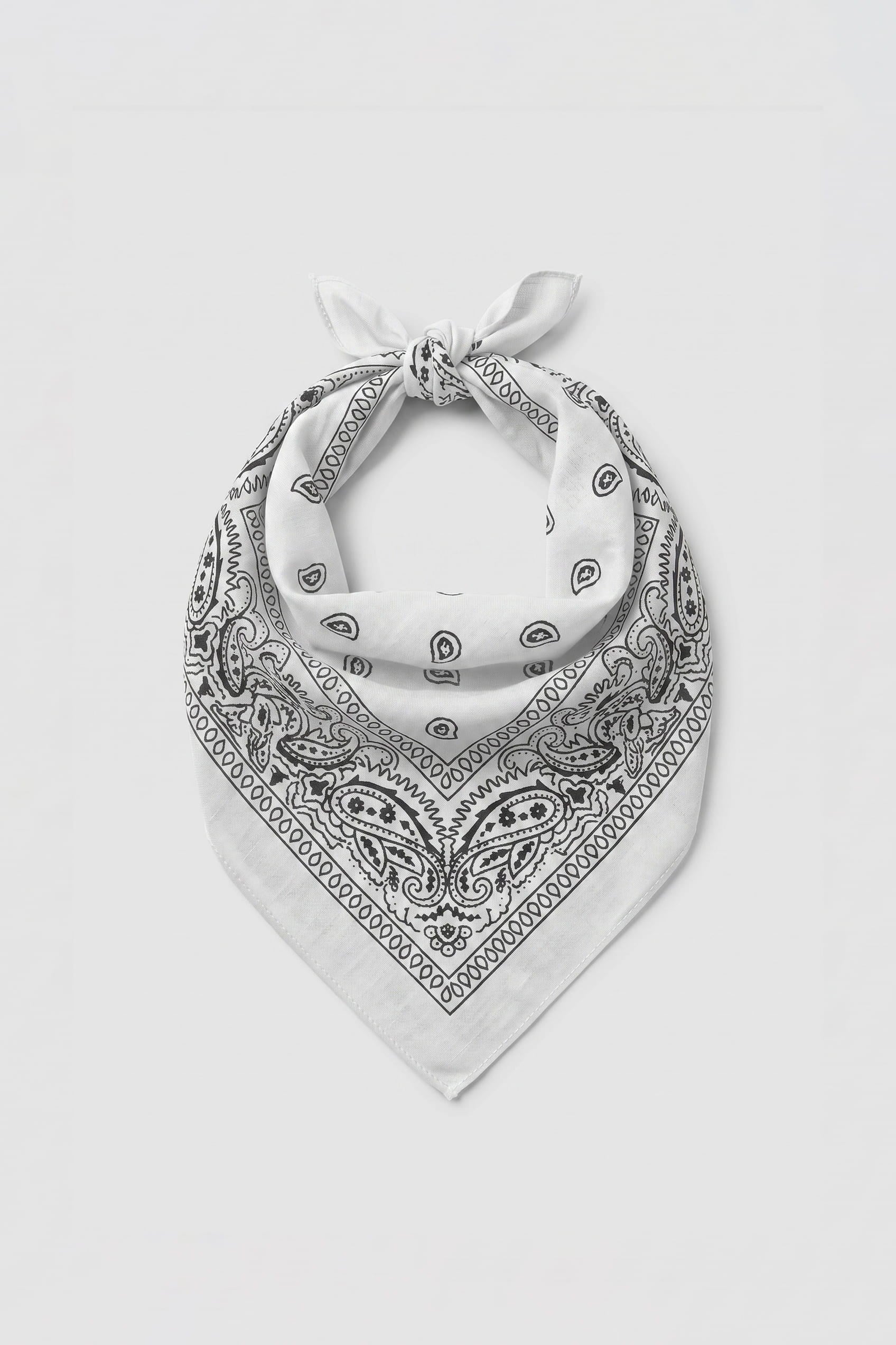 Unisex Etnik Desenli Bandana Ekru