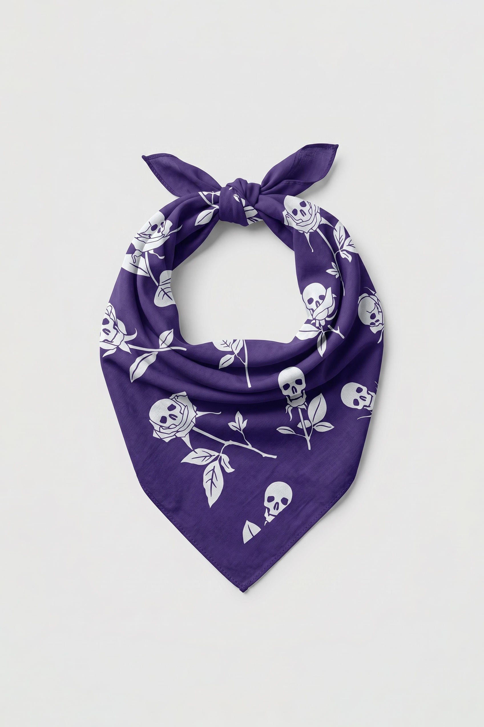 Unisex Kuru Kafa Gotik Desenli Bandana Mor