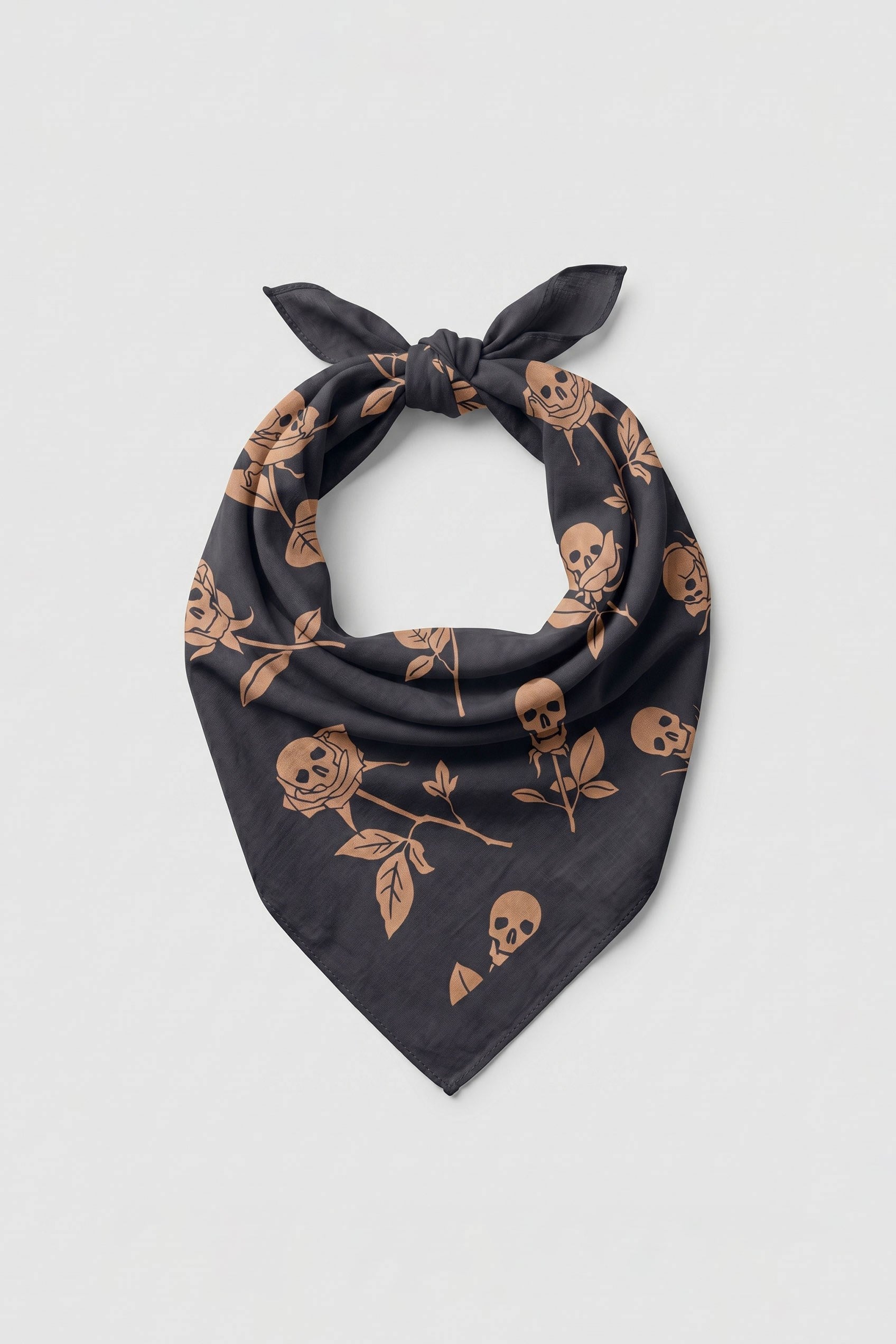 Unisex Kuru Kafa Gotik Desenli Bandana Siyah
