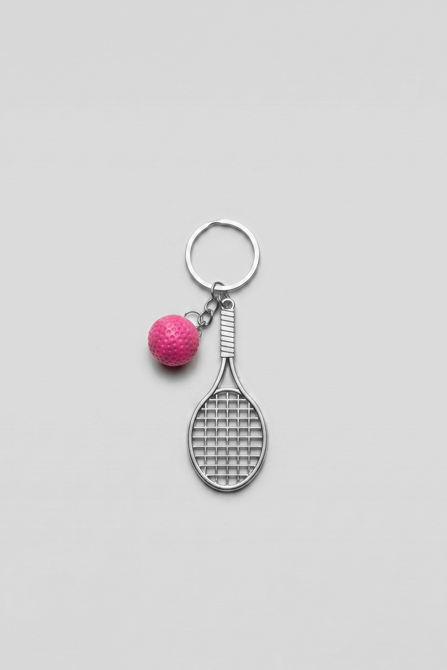 Unisex Metal Tenis Raketi Anahtarlık Pembe