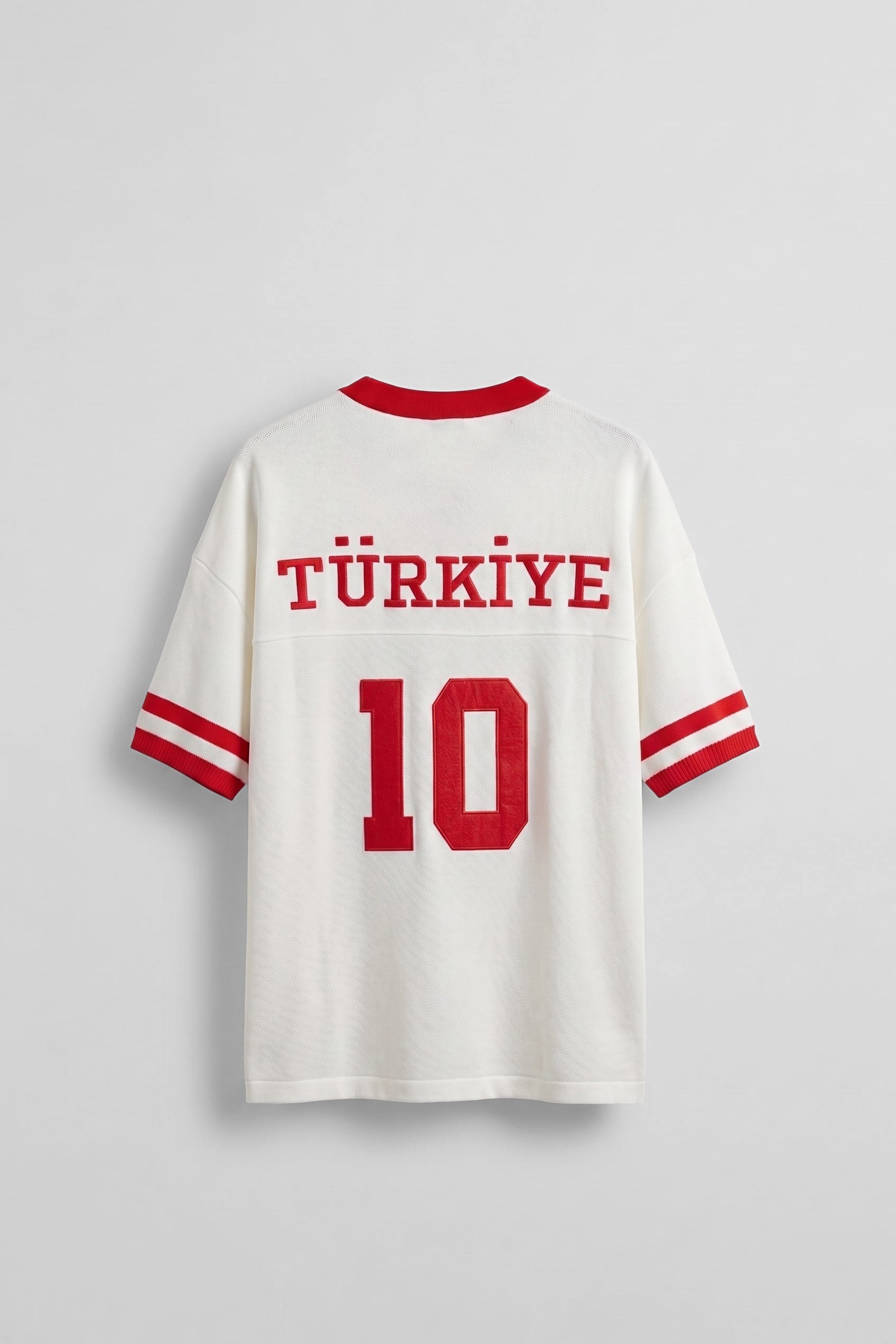 Unisex Oversize Premium Ay Yıldız Triko Forma T-Shirt Ekru