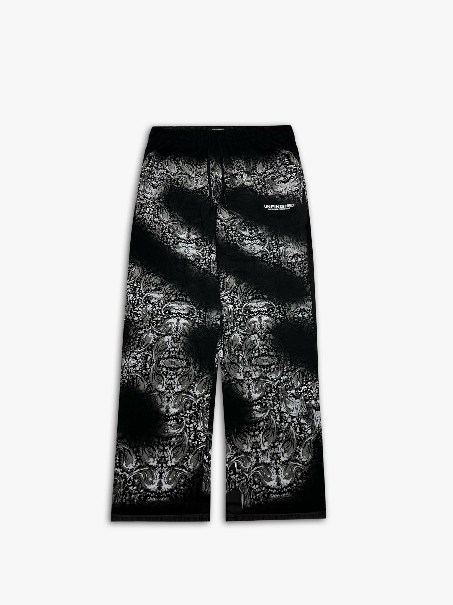 Baggy Fit Desenli Pantolon Siyah