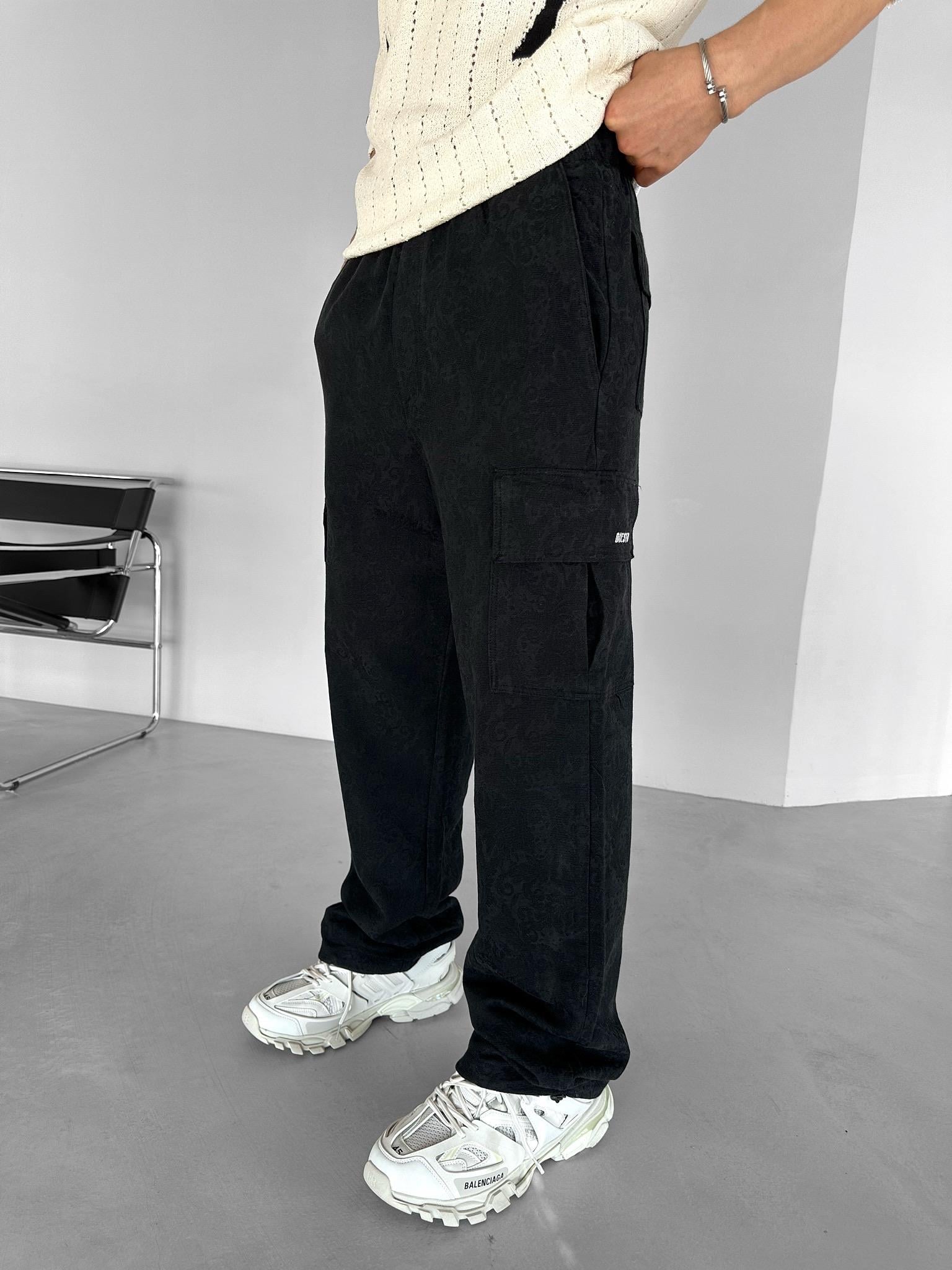 Baggy Fit Desenli Pantolon Siyah