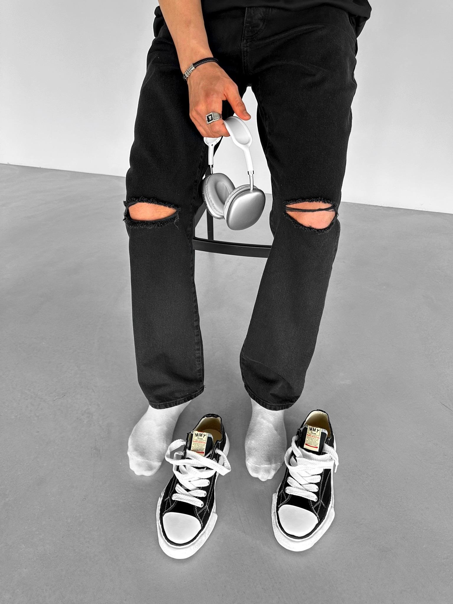 Baggy Fit Distressed Jean Siyah