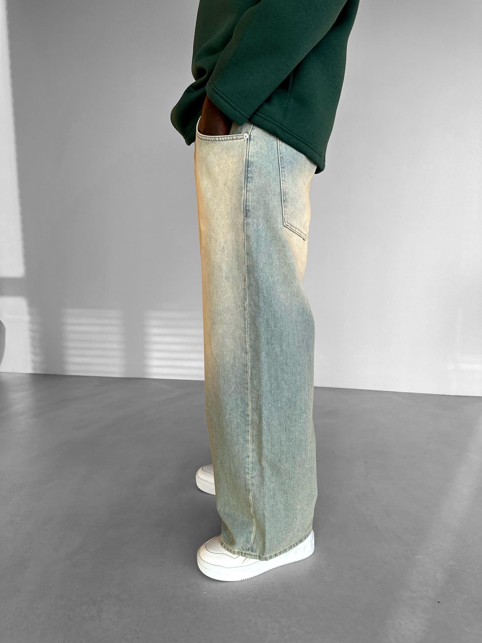 Baggy Fit Eskitme Görünümlü Jean Açık Mavi