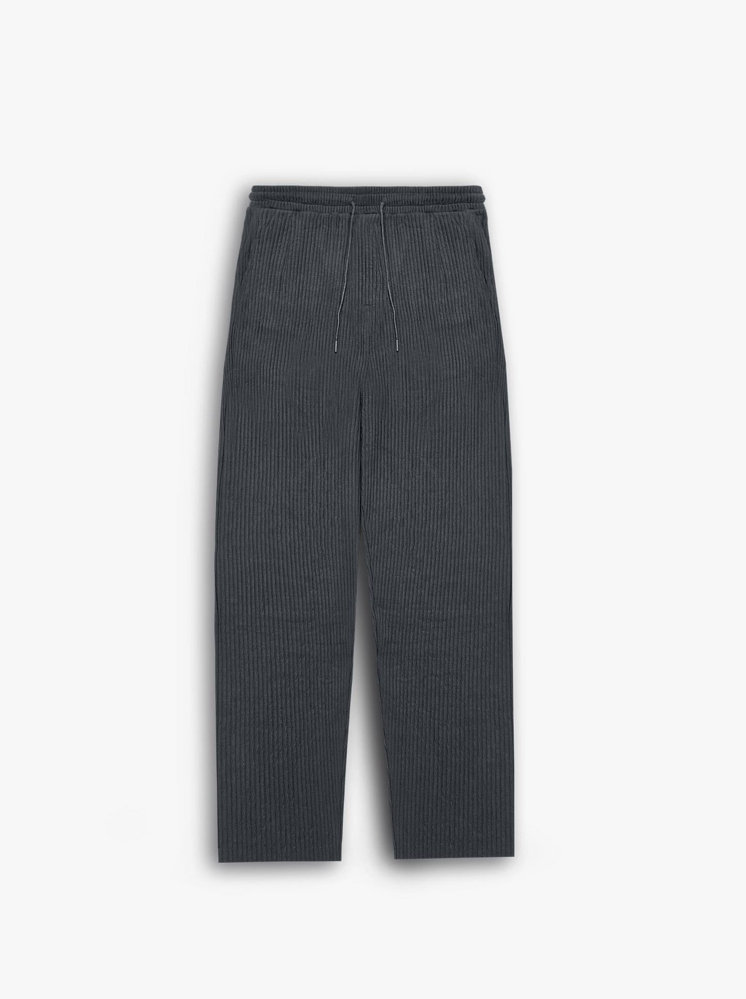 Baggy Fit Fitilli Rahat Triko Pantolon Füme