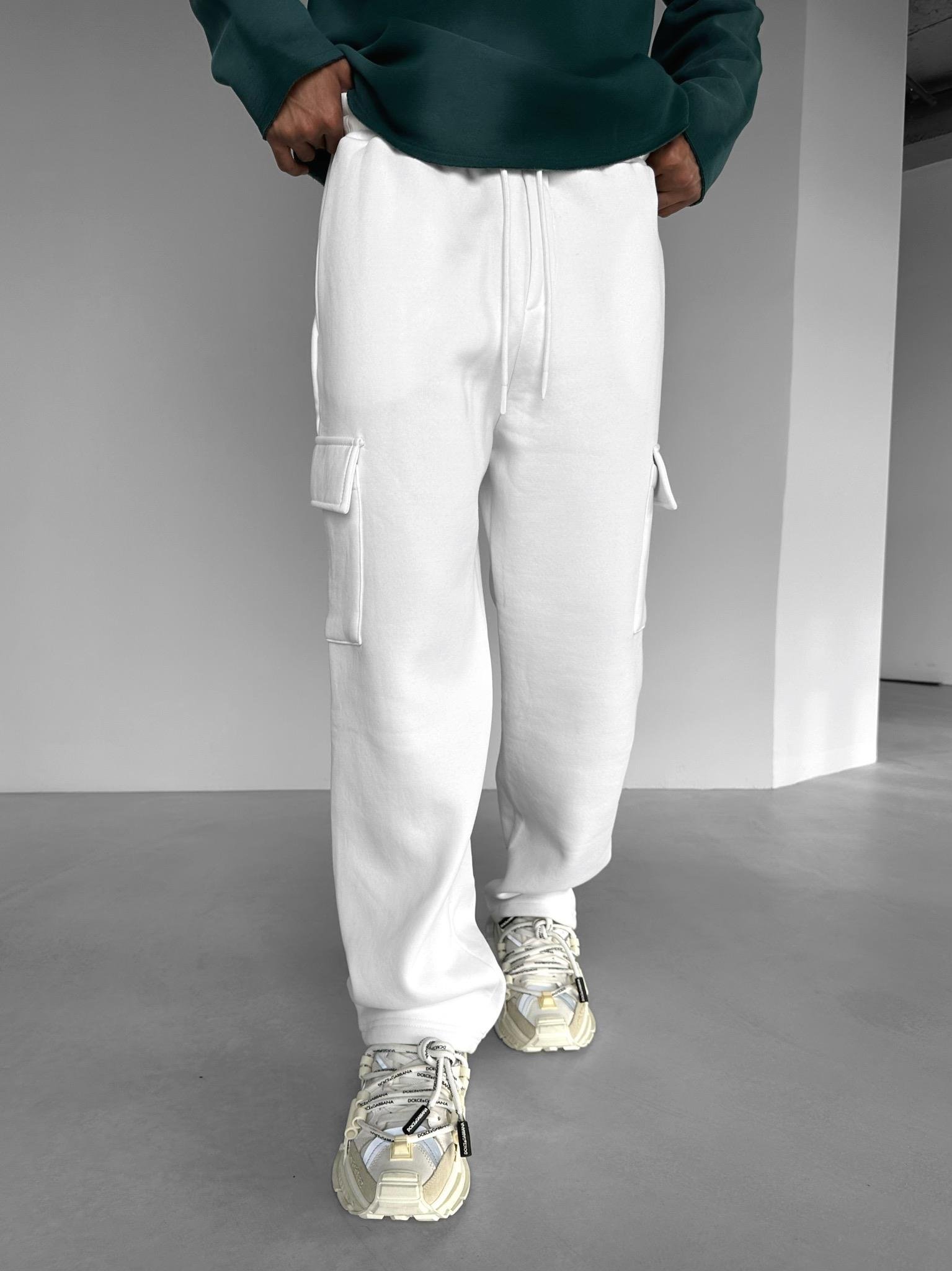 Baggy Fit Kargo Eşofman Beyaz