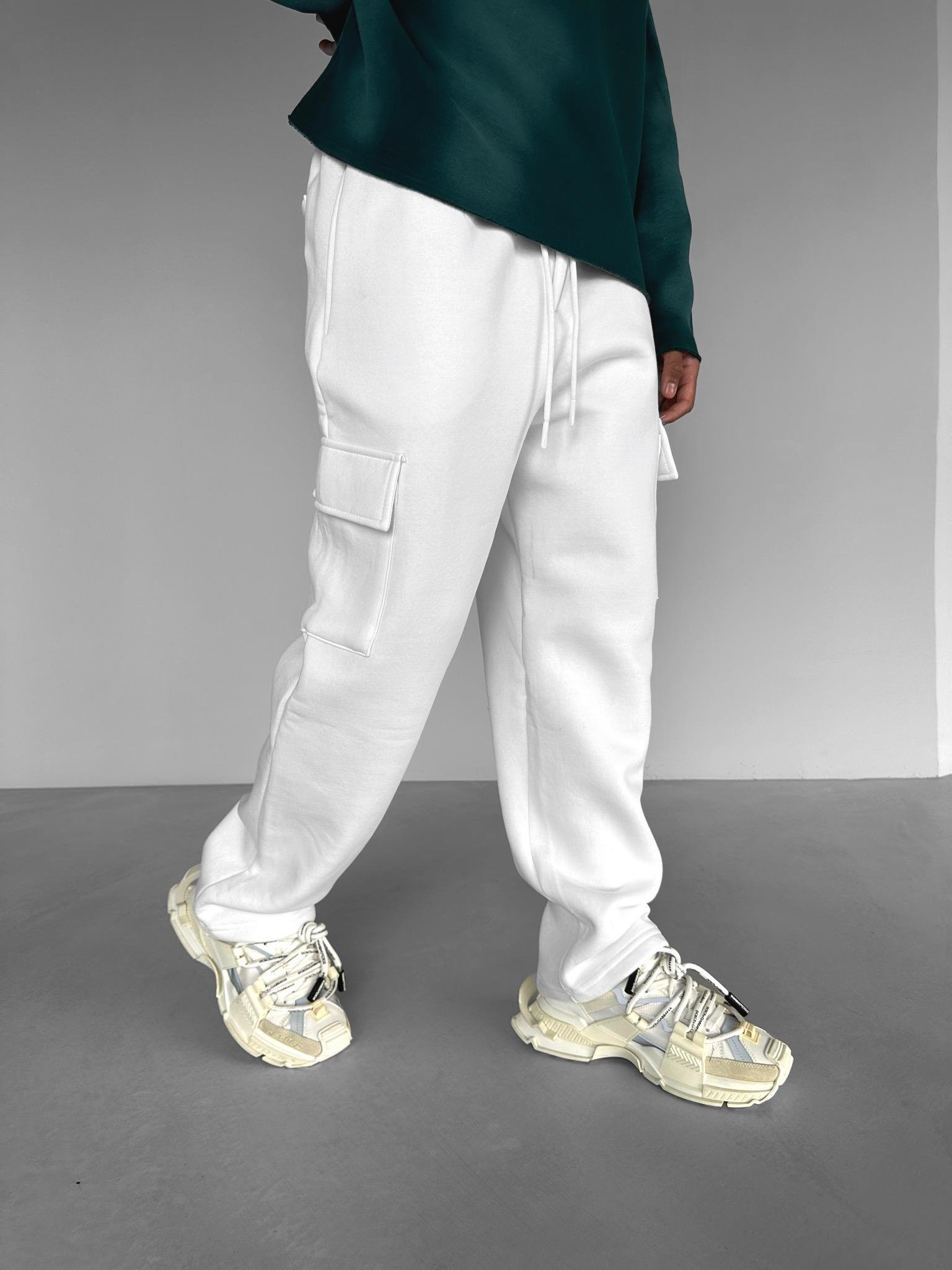 Baggy Fit Kargo Eşofman Beyaz