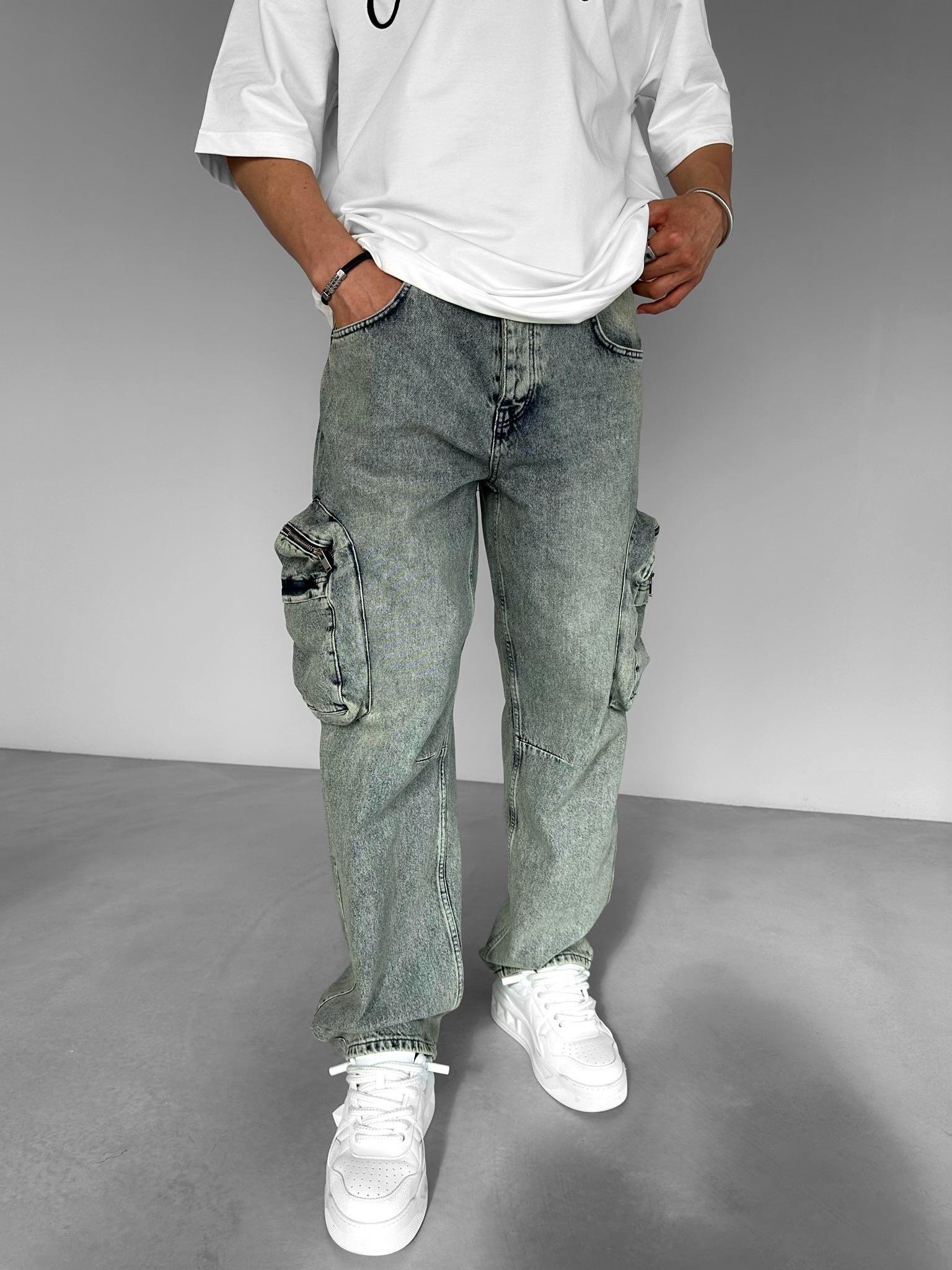 Baggy Fit Kargo Jean Lacivert