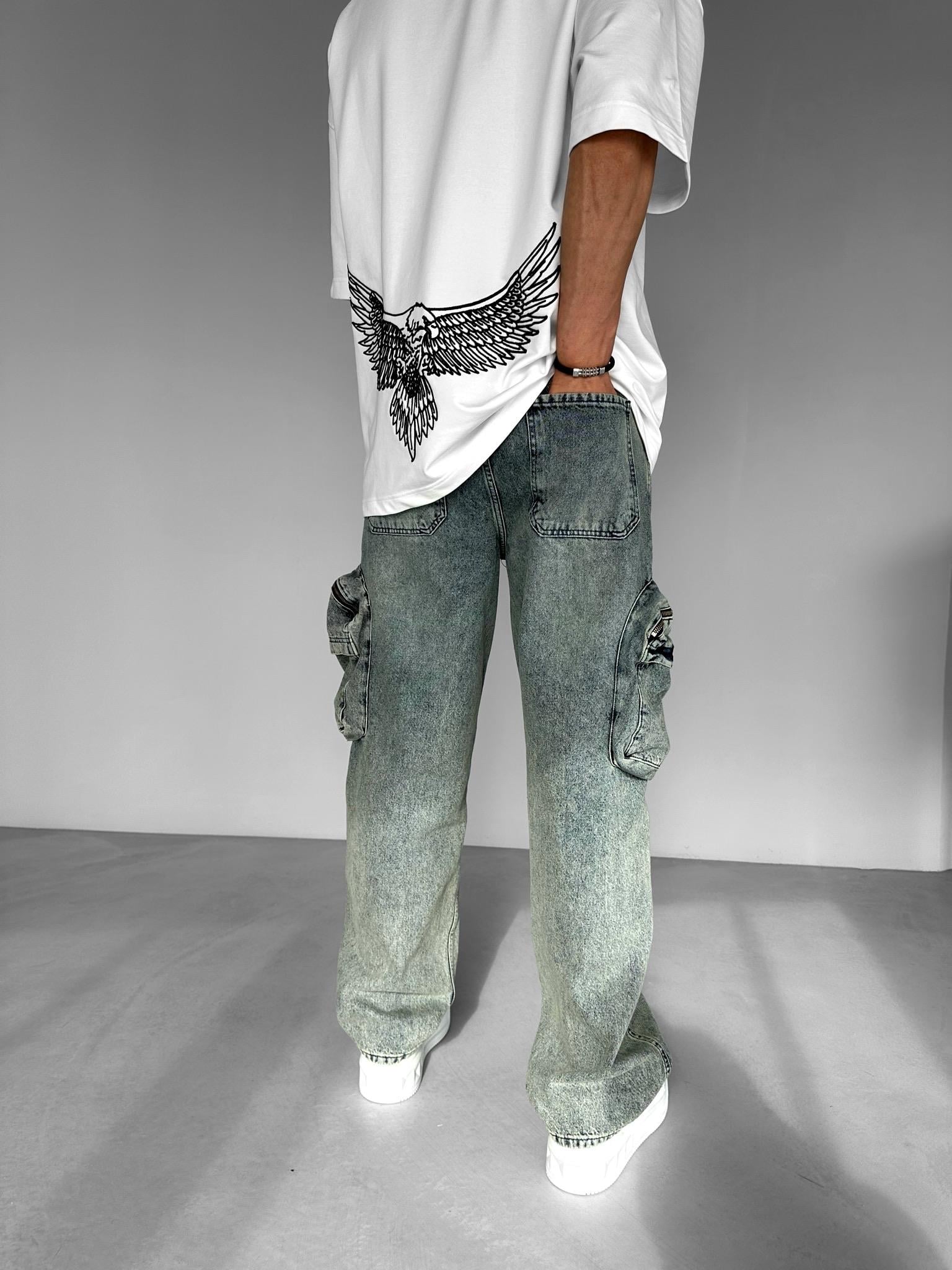 Baggy Fit Kargo Jean Lacivert