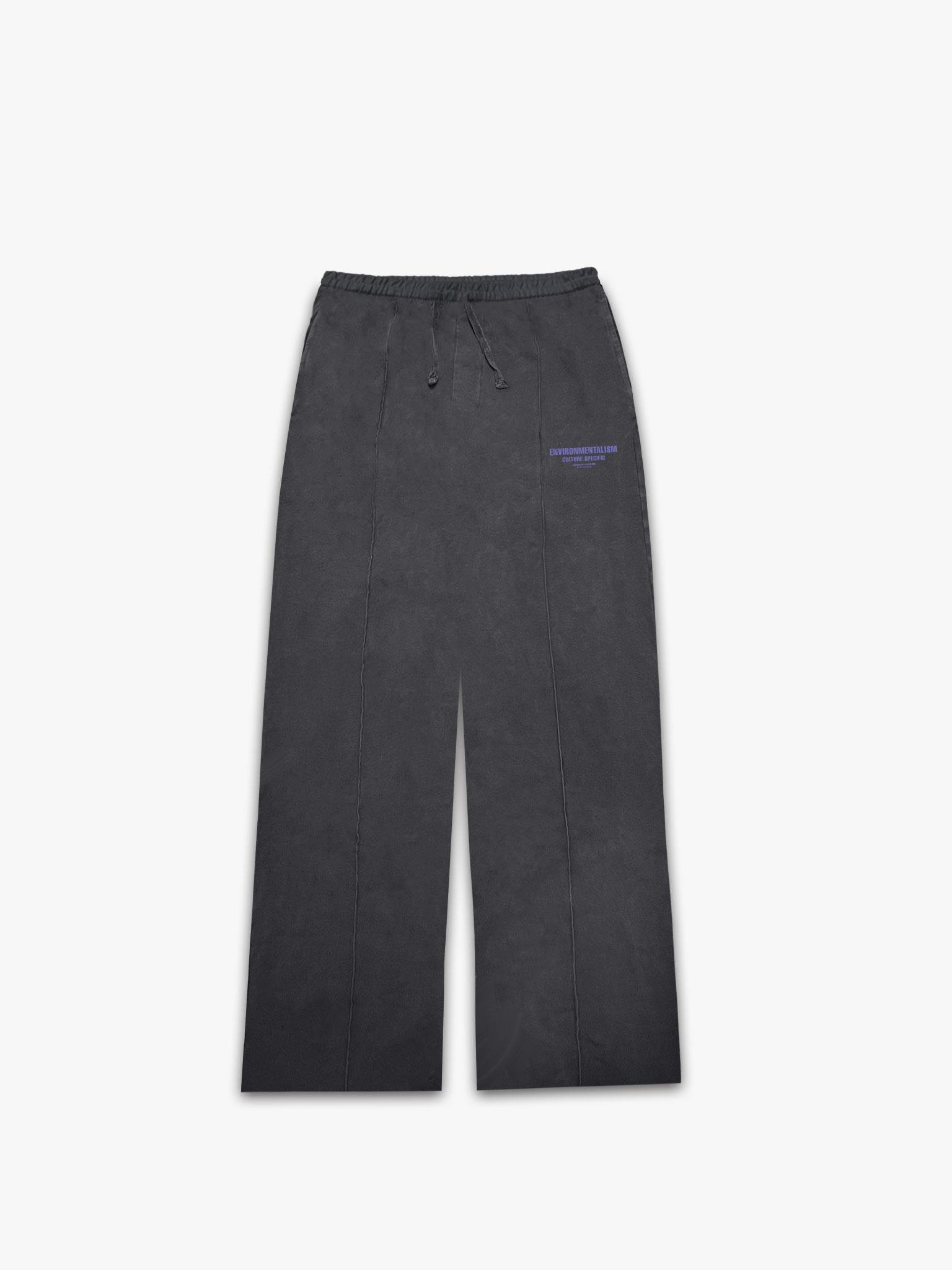 Baggy Fit Önü Çizgi Detaylı Rahat Eşofman Füme