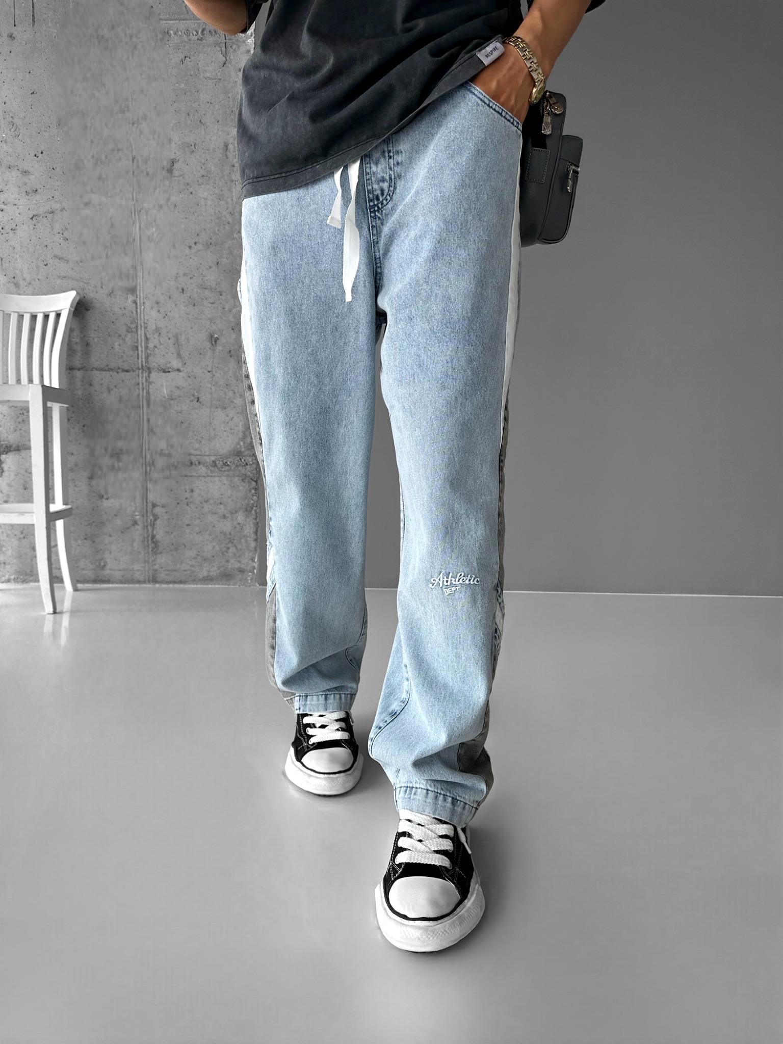 Baggy Fit Retro Line Beli Lastikli Jean Pantolon Mavi