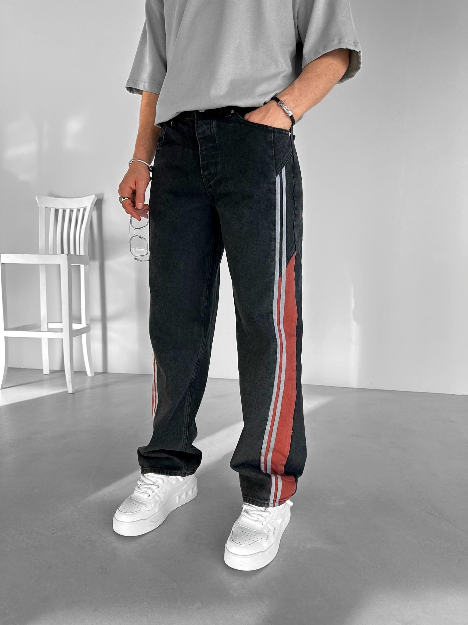 Baggy Fit Retro Line Jean Siyah