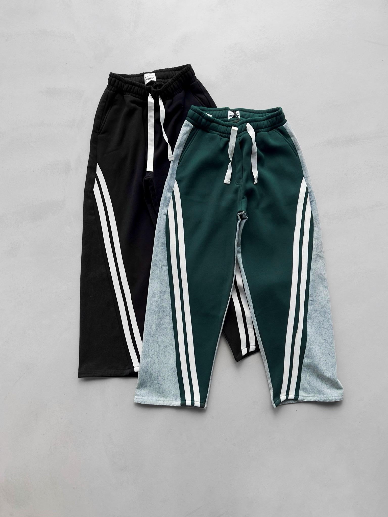 Baggy Fit Şerit Detaylı Duo Jean Siyah
