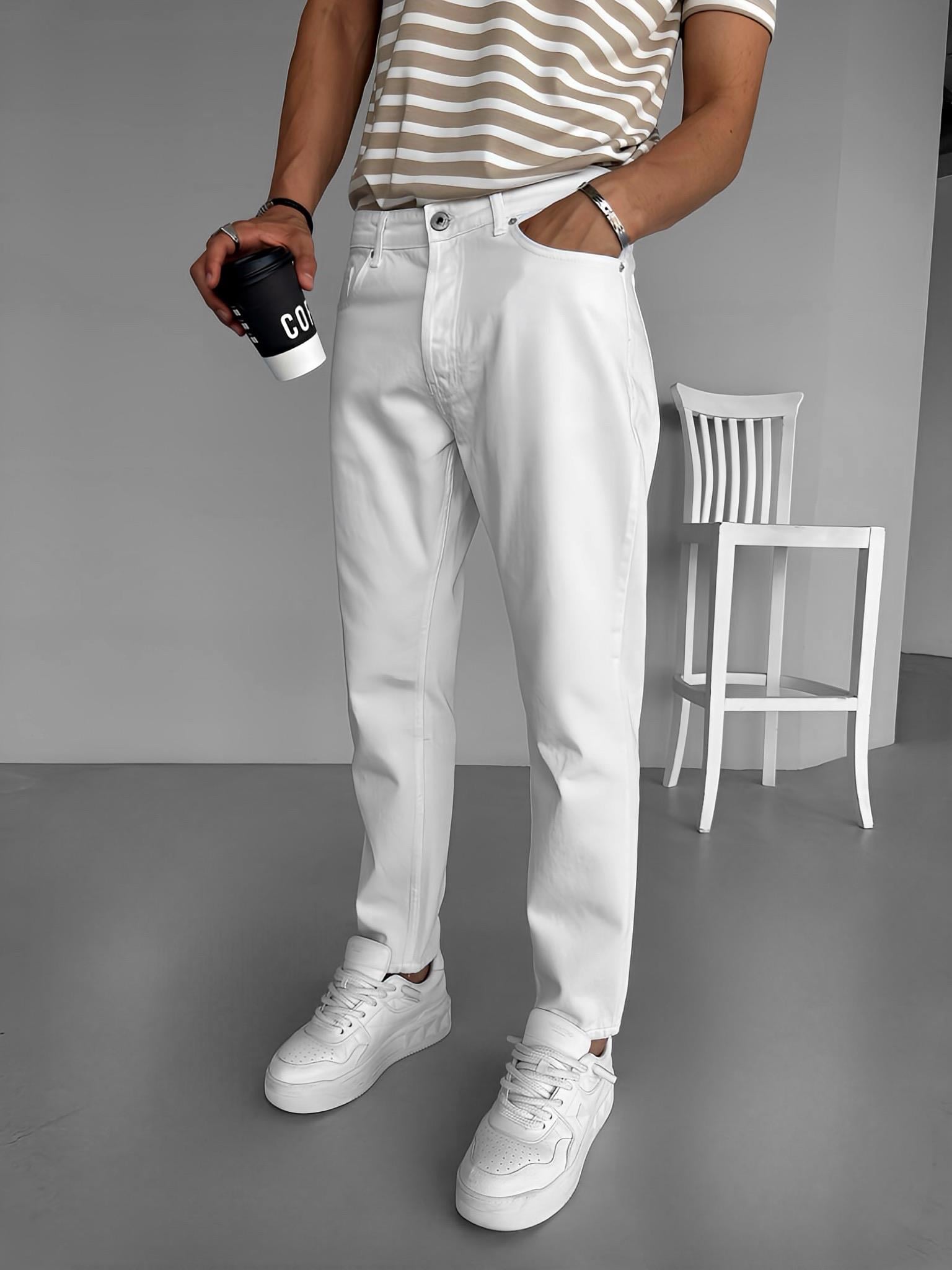Basic Boyfriend Jean Beyaz