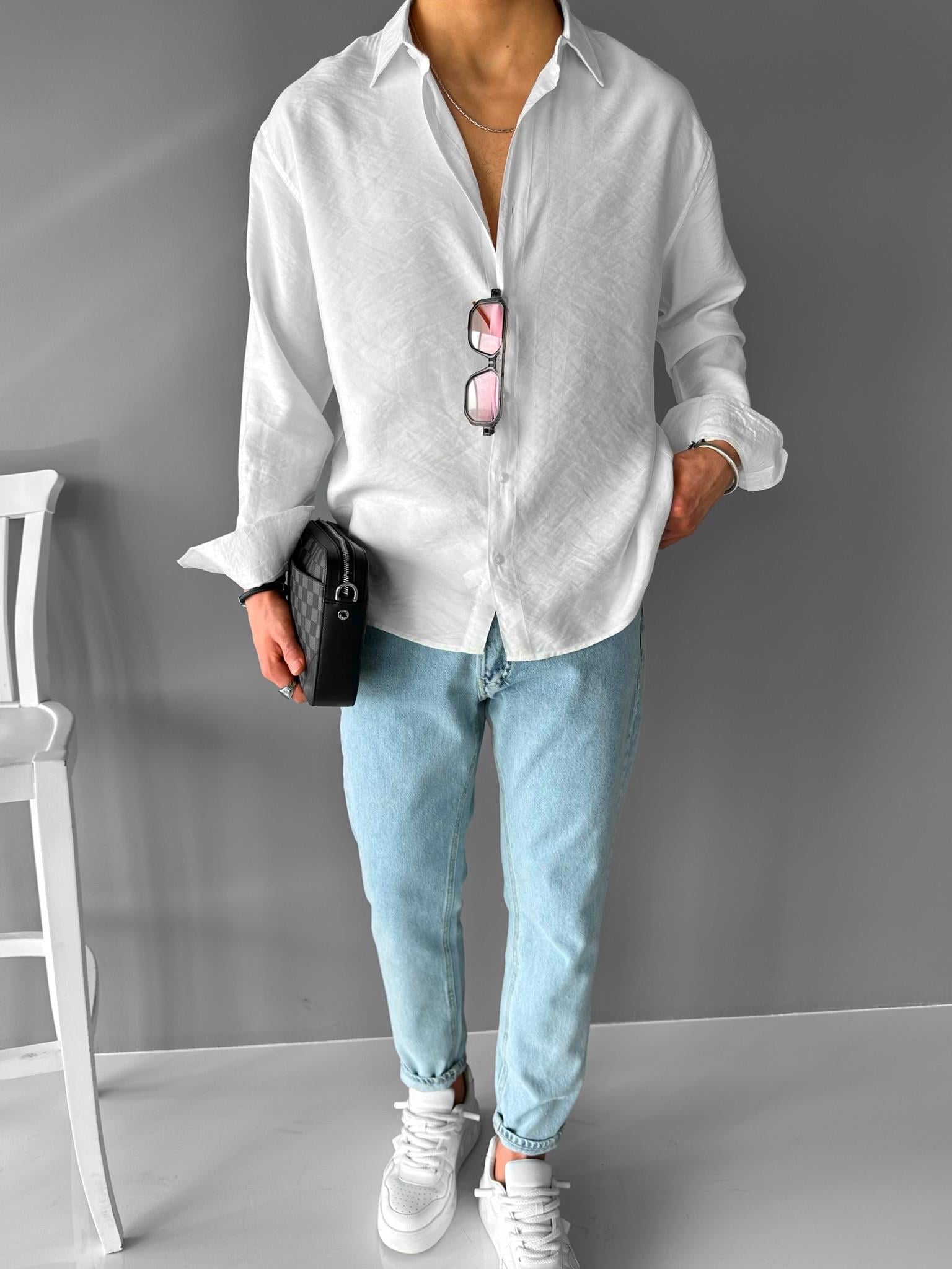 Basic Oversize İnce Rahat Gömlek Beyaz