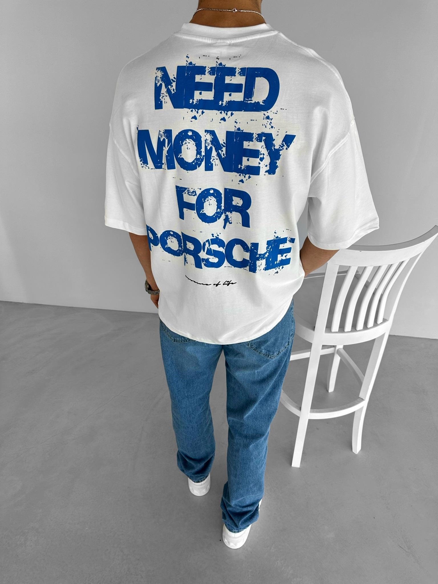 Baskılı %100 Pamuk Oversize T-Shirt Beyaz