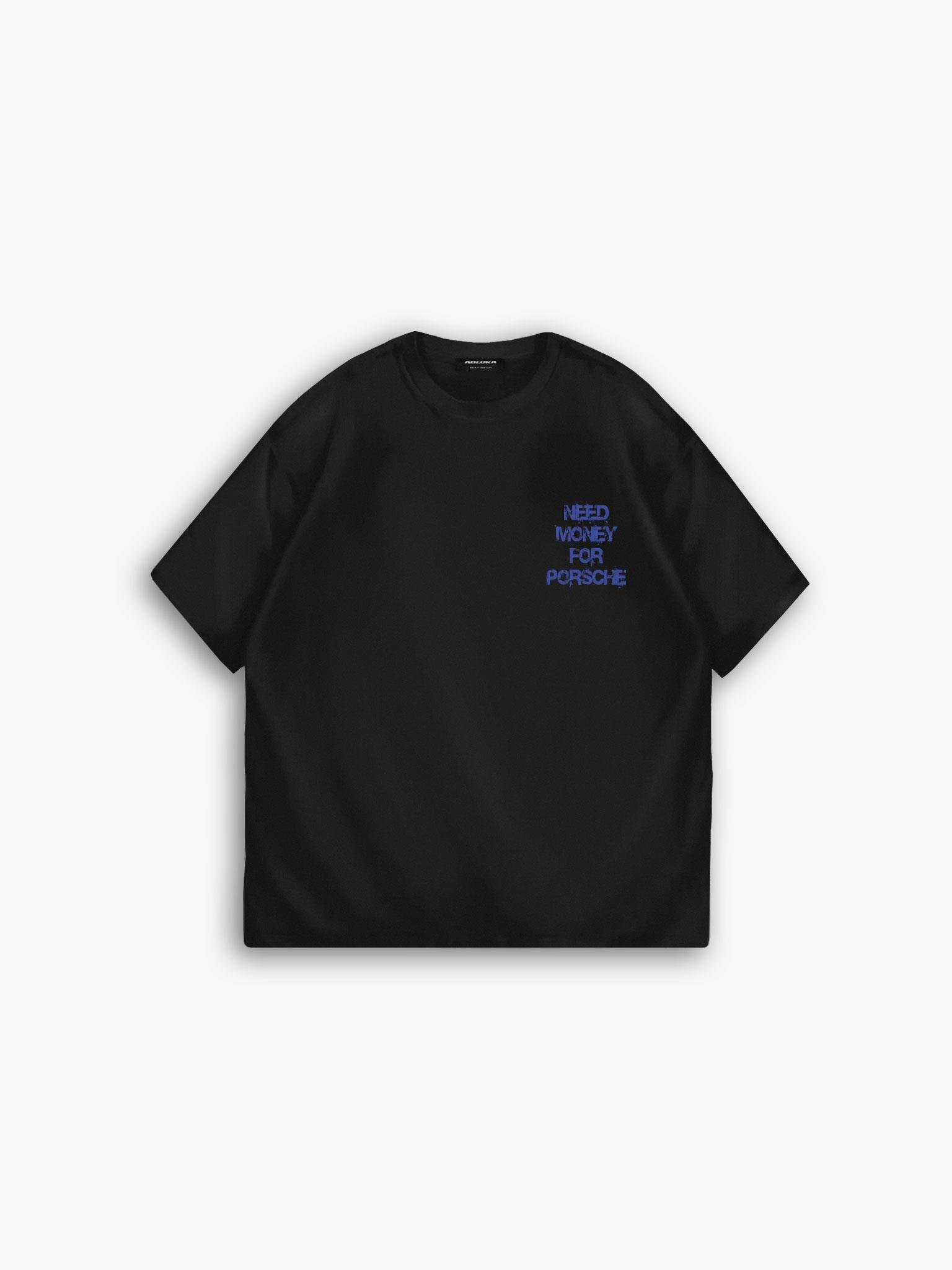 Baskılı %100 Pamuk Oversize T-Shirt Siyah