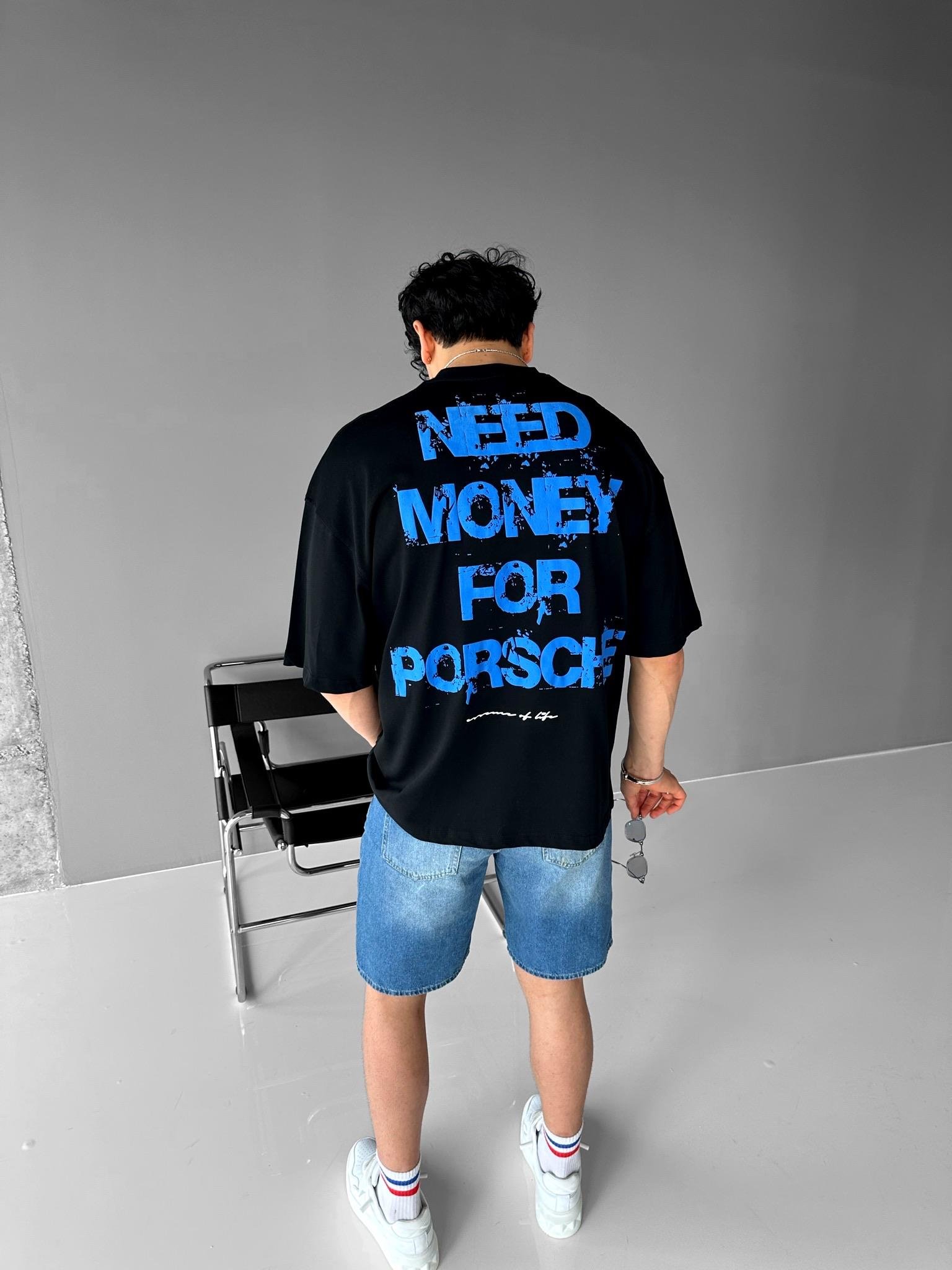 Baskılı %100 Pamuk Oversize T-Shirt Siyah