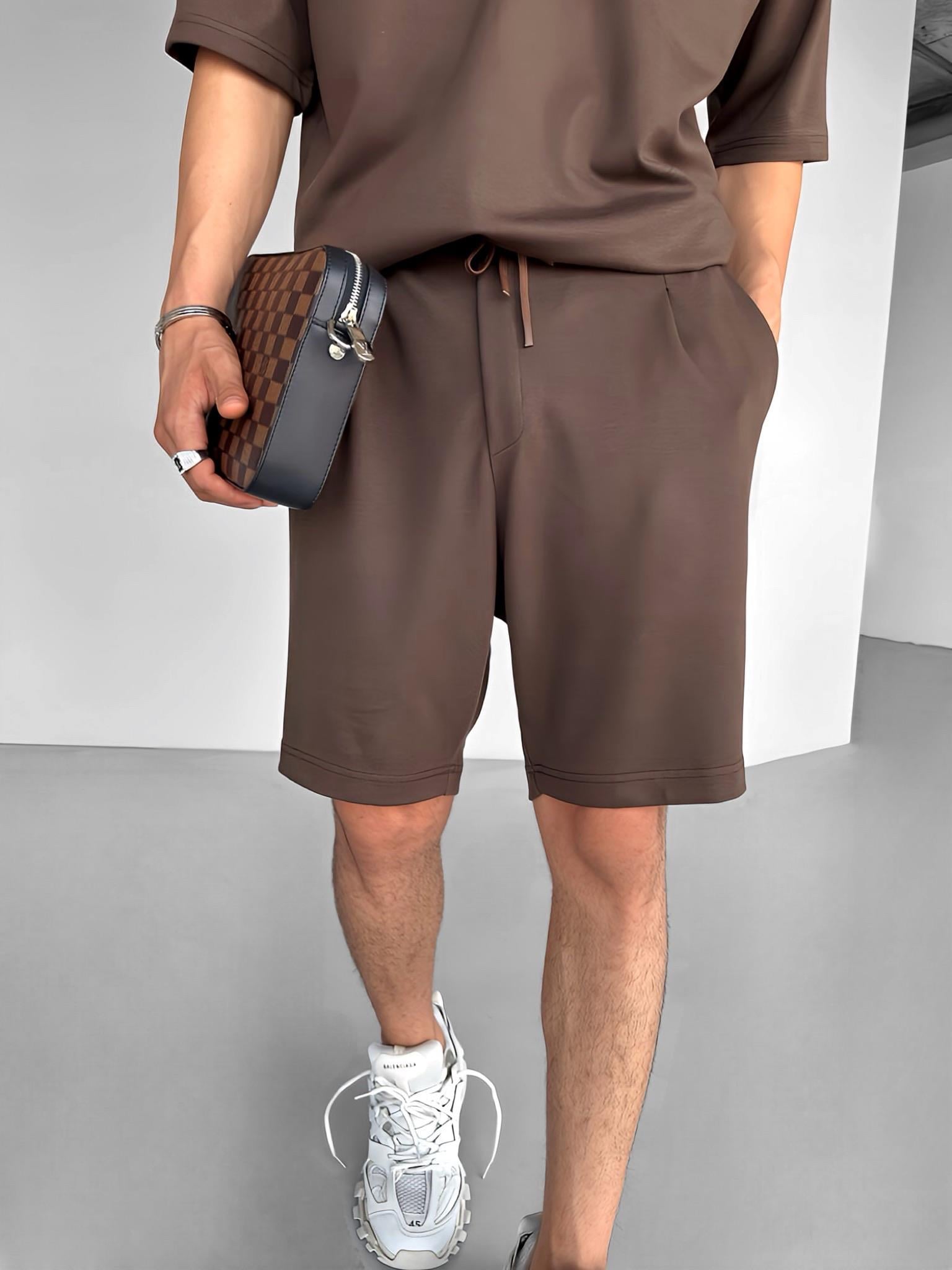 Beli Lastikli Basic Şort Kahve
