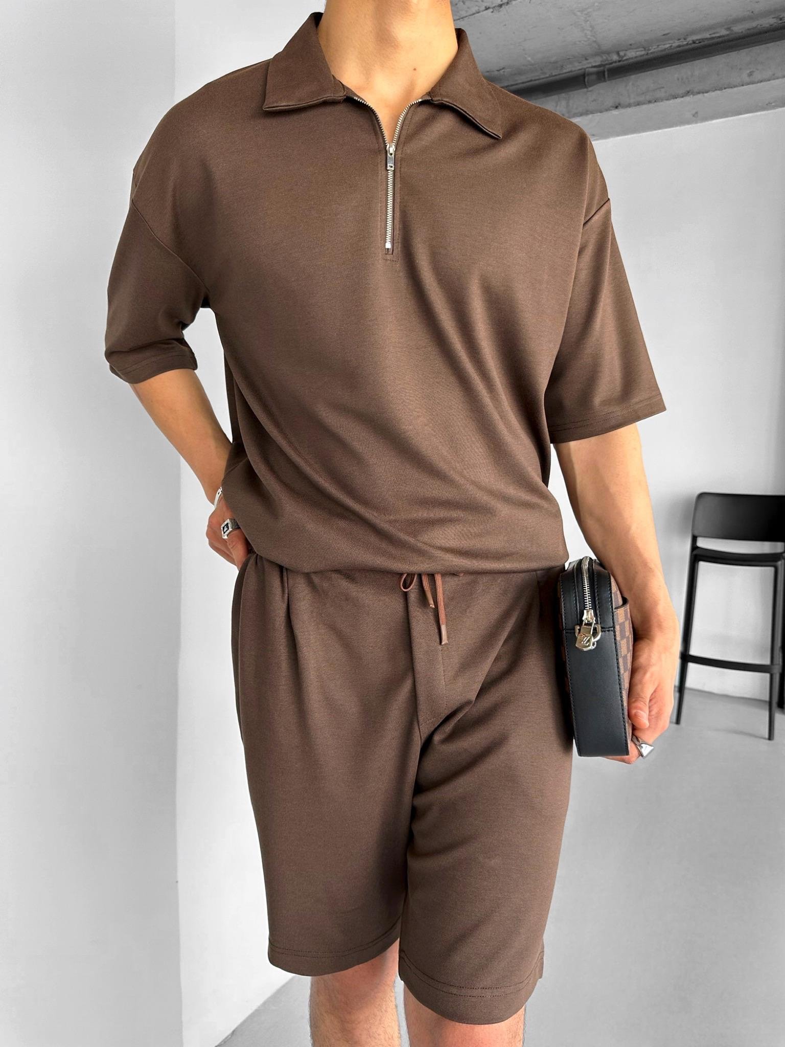 Beli Lastikli Basic Şort Kahve