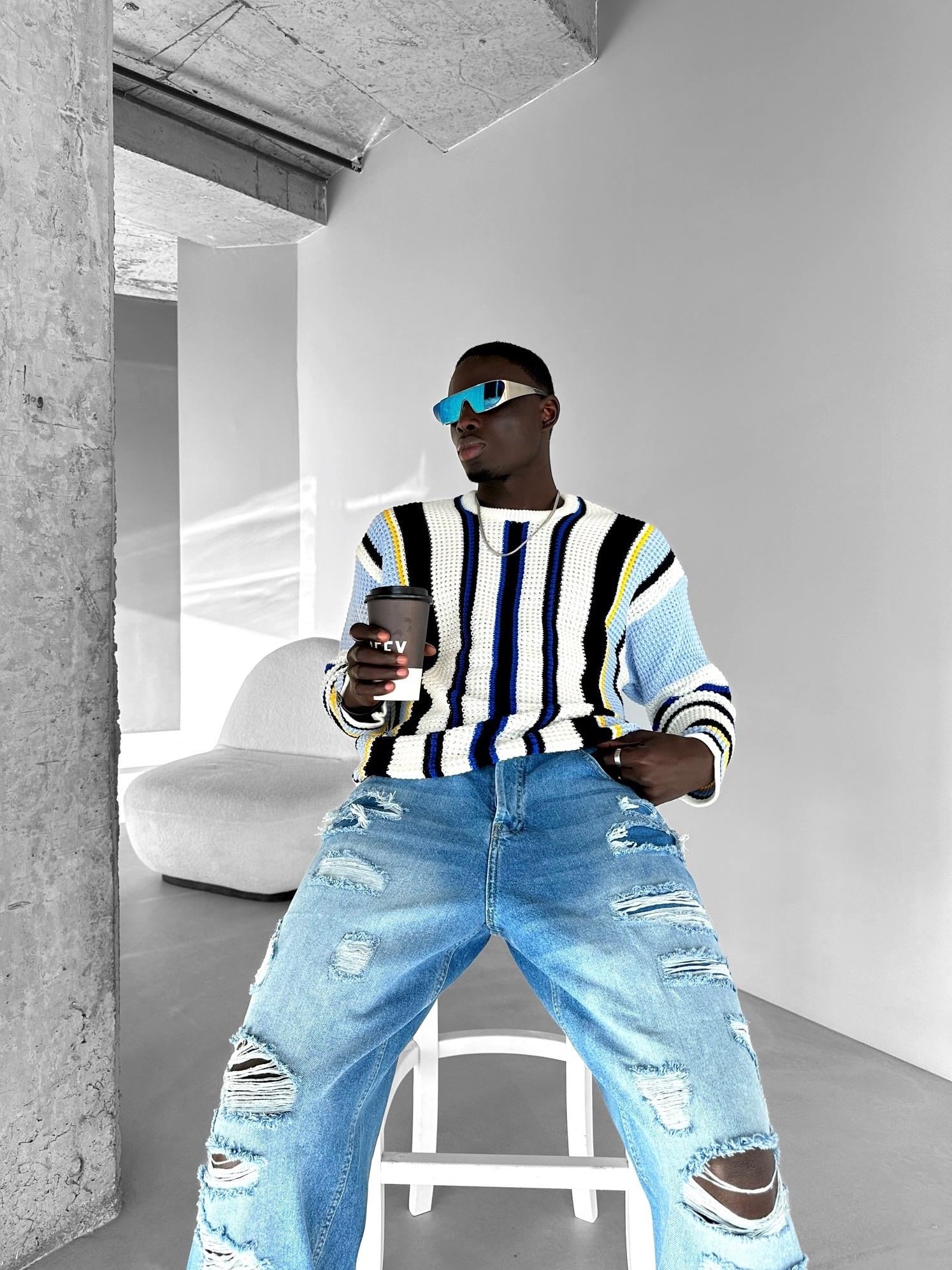 Distressed Jean Pantolon Mavi