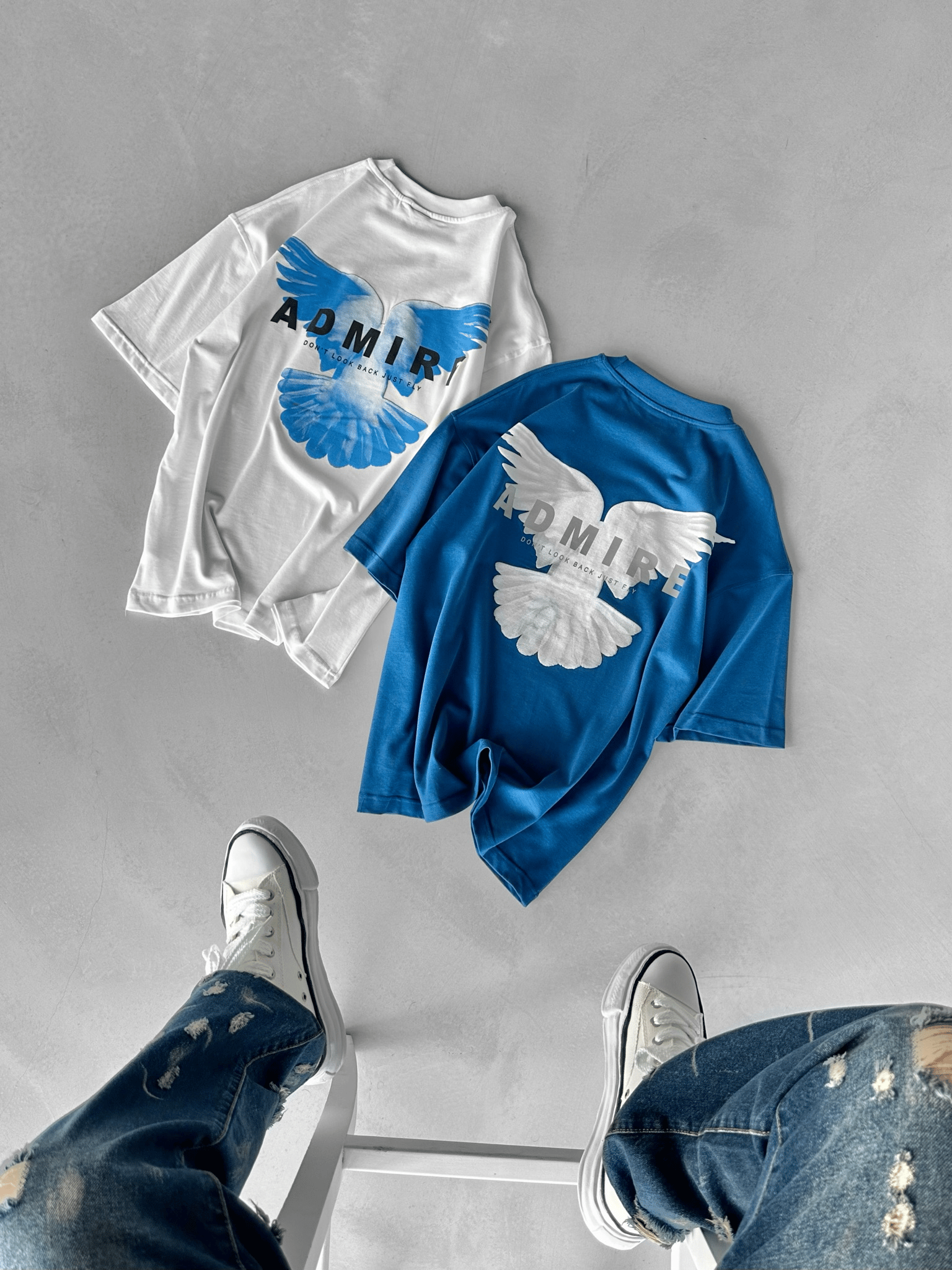Dokulu Ve Baskılı Oversize T-Shirt Lacivert