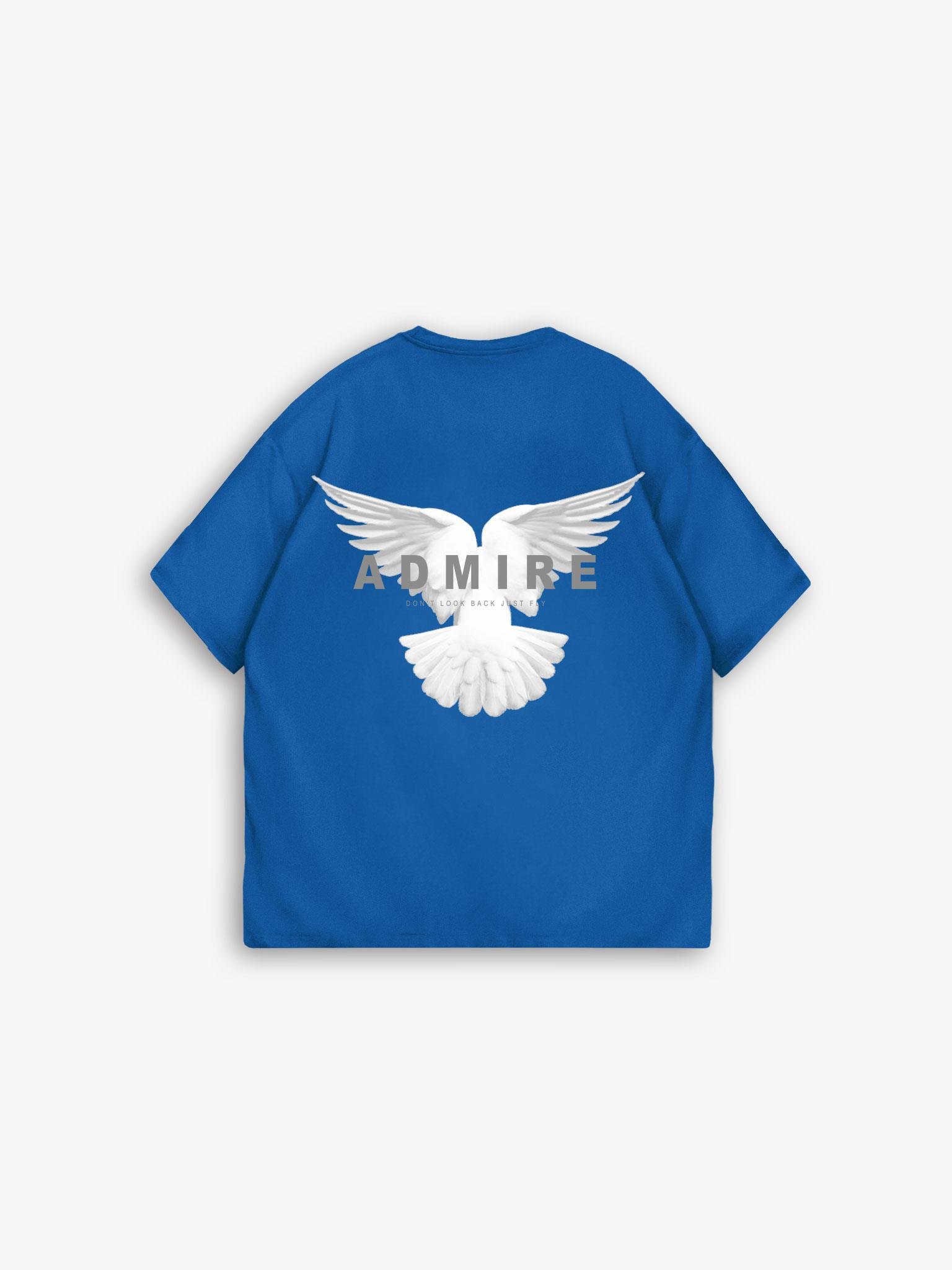 Dokulu Ve Baskılı Oversize T-Shirt Lacivert