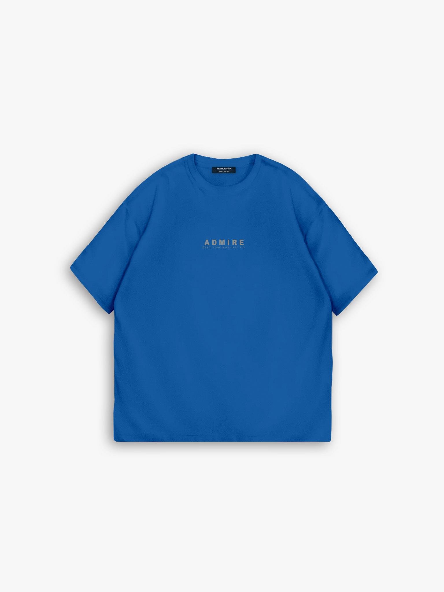 Dokulu Ve Baskılı Oversize T-Shirt Lacivert
