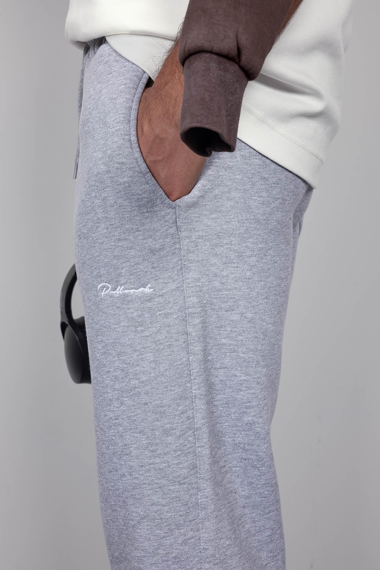 Erkek Ayarlanabilir Paça Lastikli Basic Baggy Fit Eşofman Gri