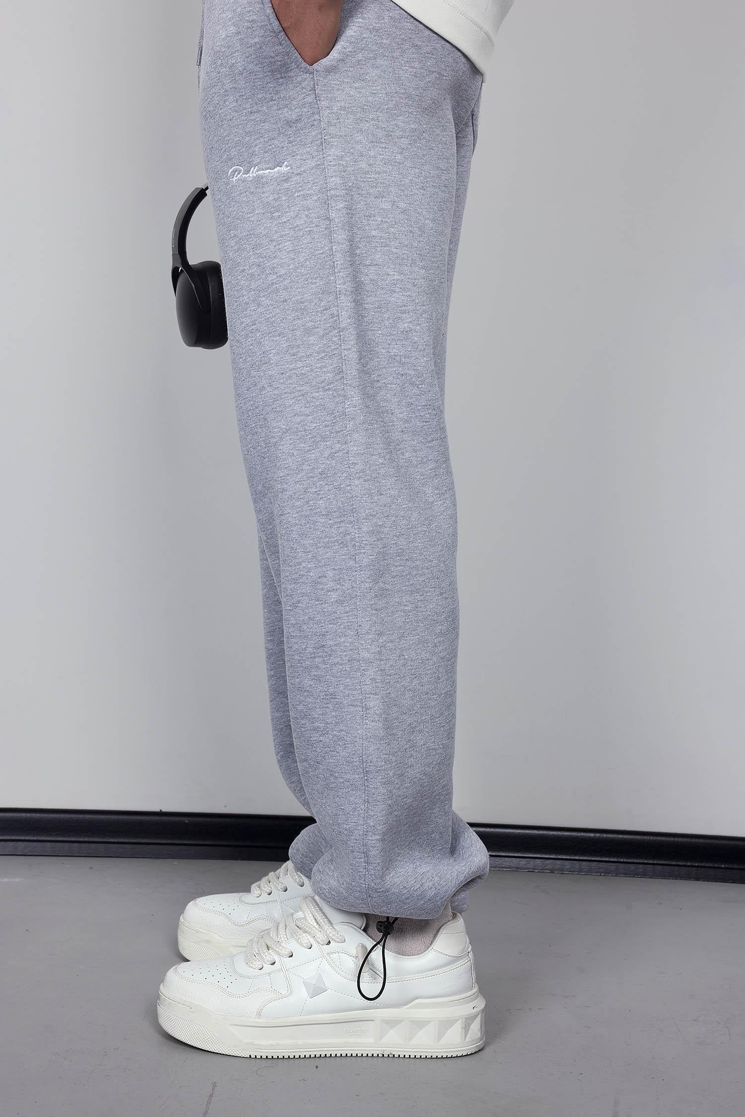 Erkek Ayarlanabilir Paça Lastikli Basic Baggy Fit Eşofman Gri