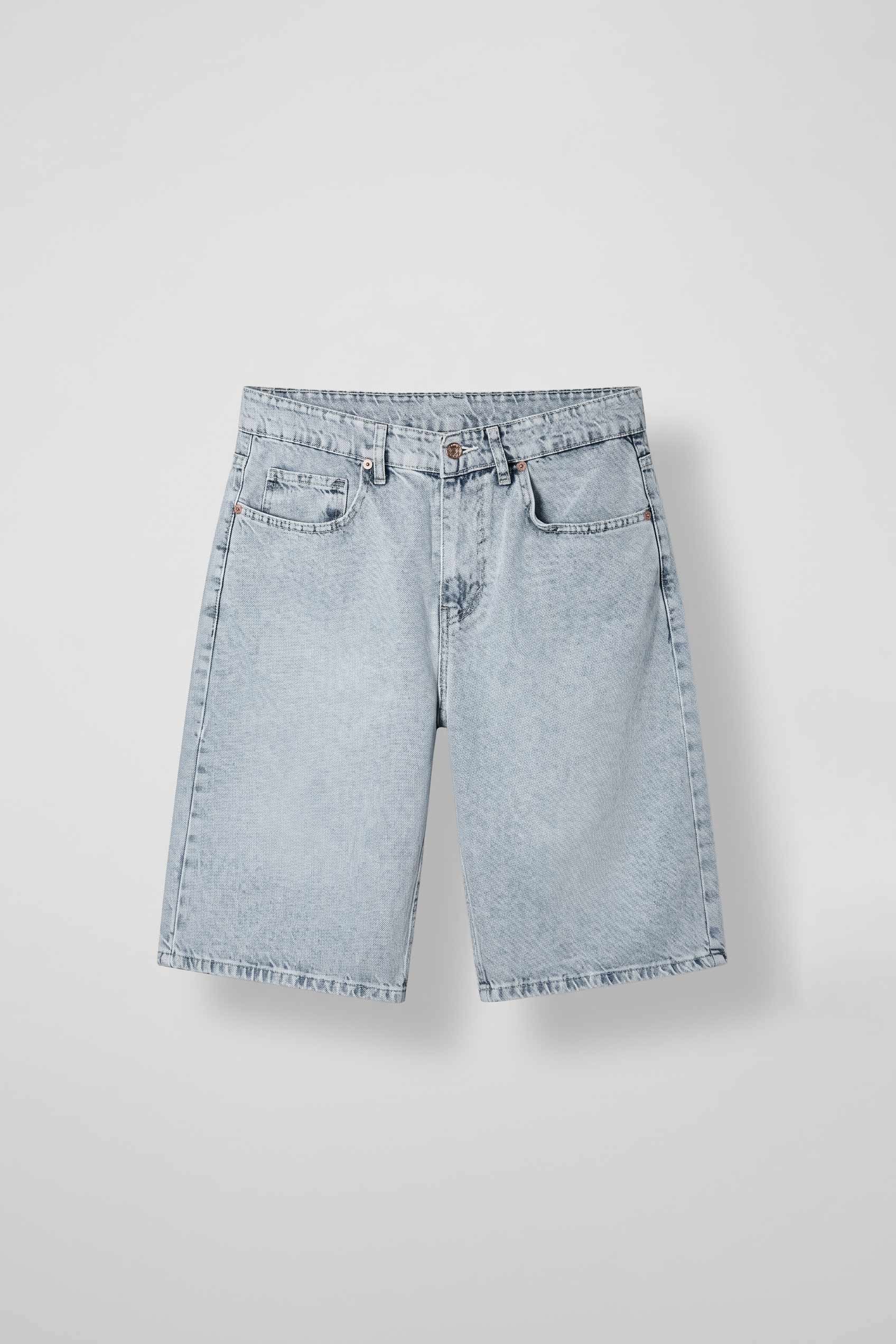 Erkek Baggy Bermuda Jean Şort Buz Mavi