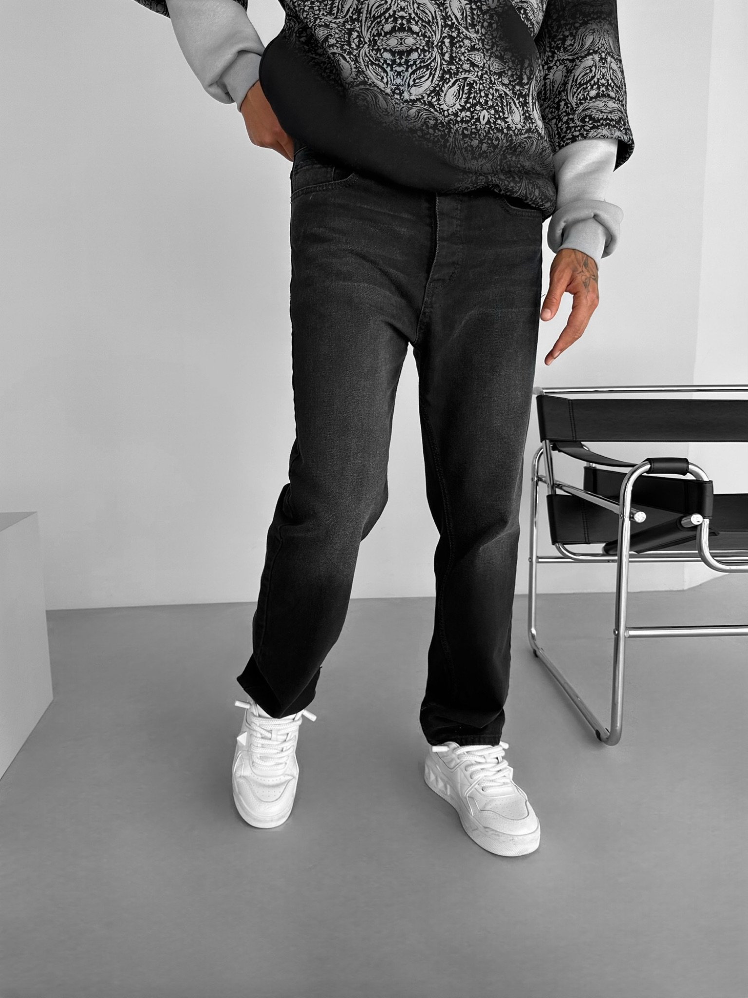 Erkek Baggy Fit %100 Pamuk Basic Jean Pantolon Siyah