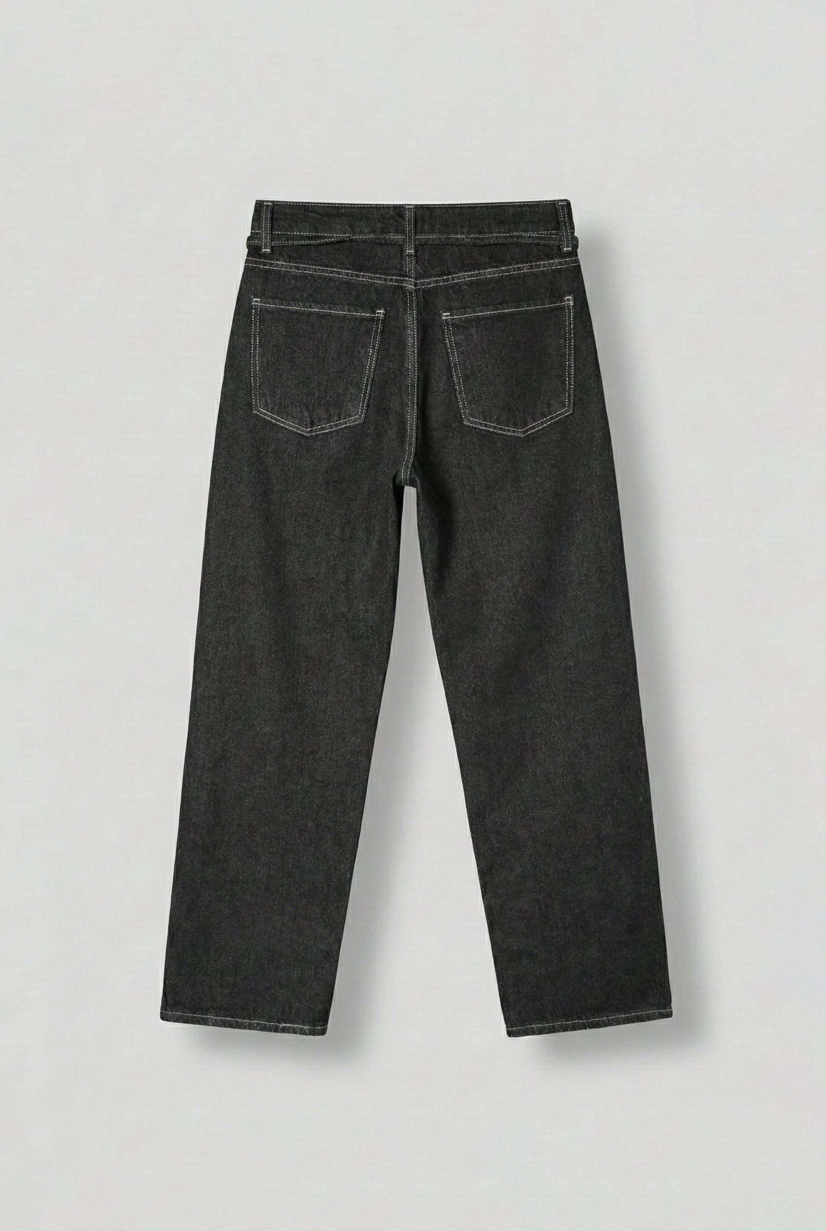 Erkek Baggy Fit Bağcıklı Bel Jean Pantolon Siyah