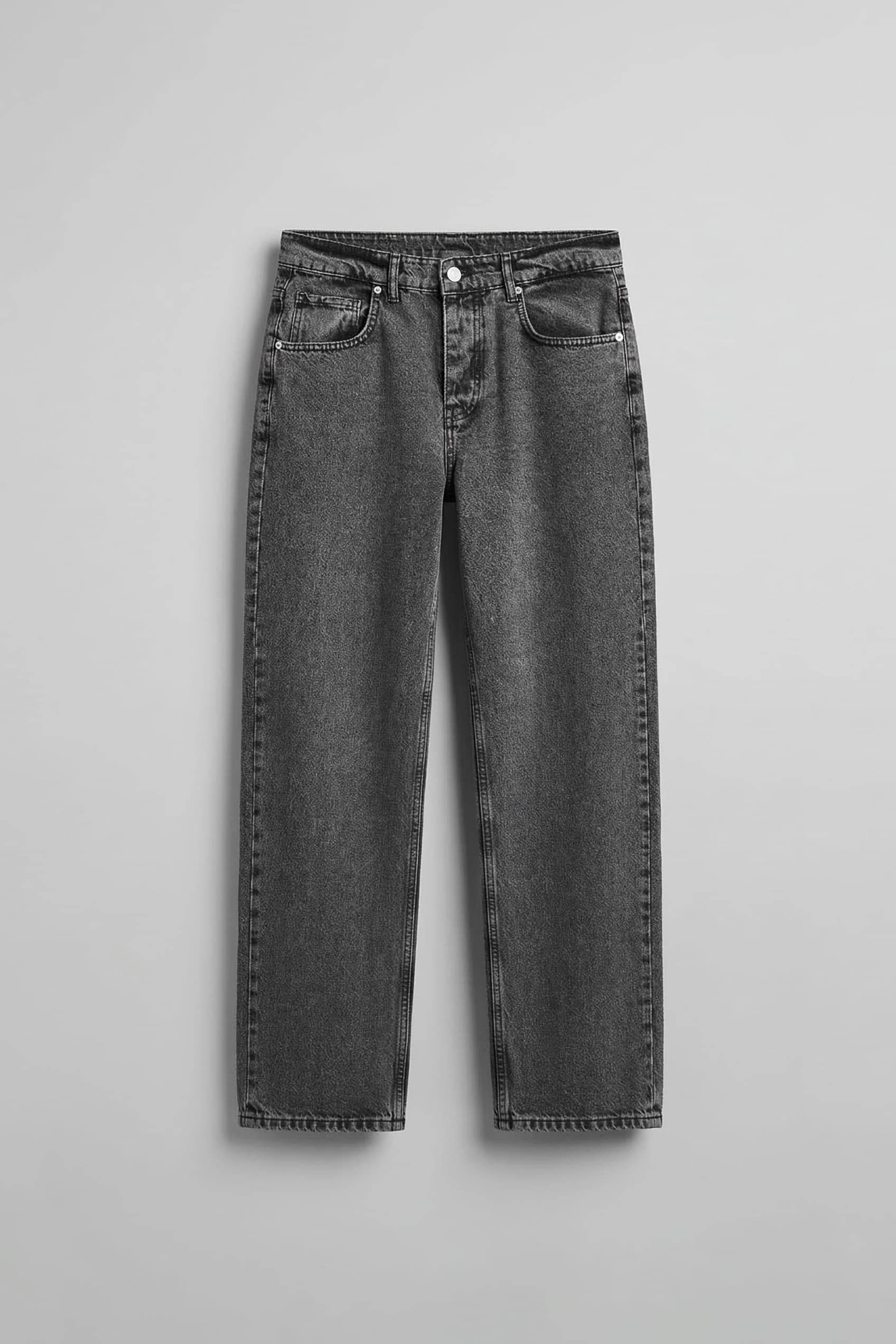 Erkek Baggy Fit Basic Jean Pantolon Gri