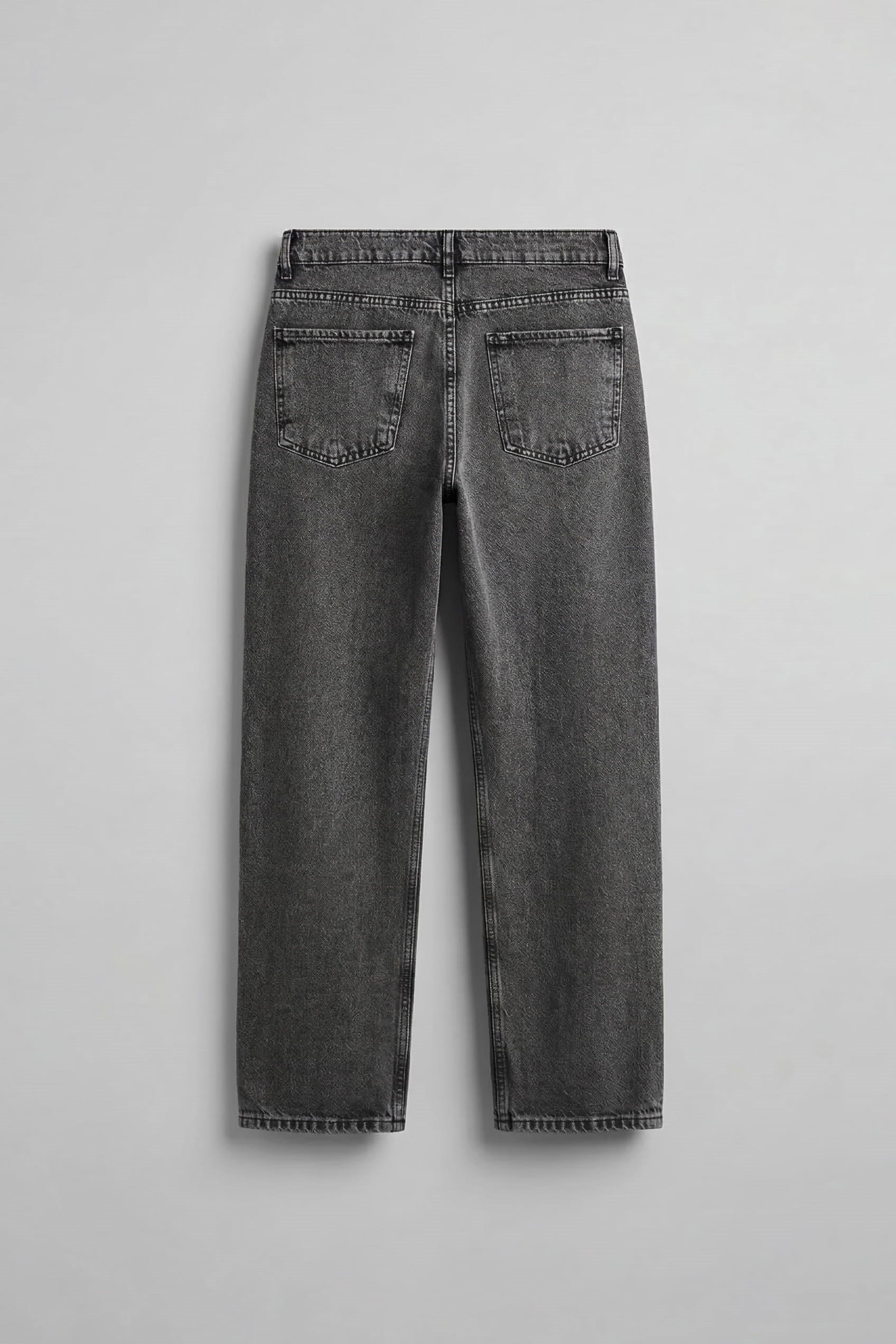 Erkek Baggy Fit Basic Jean Pantolon Gri