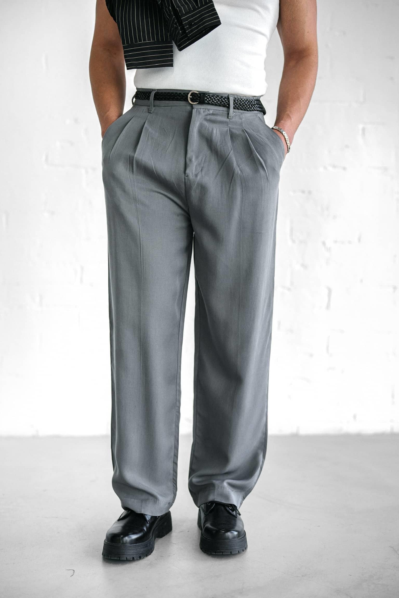 Erkek Baggy Fit Beli Lastikli Pantolon Gri