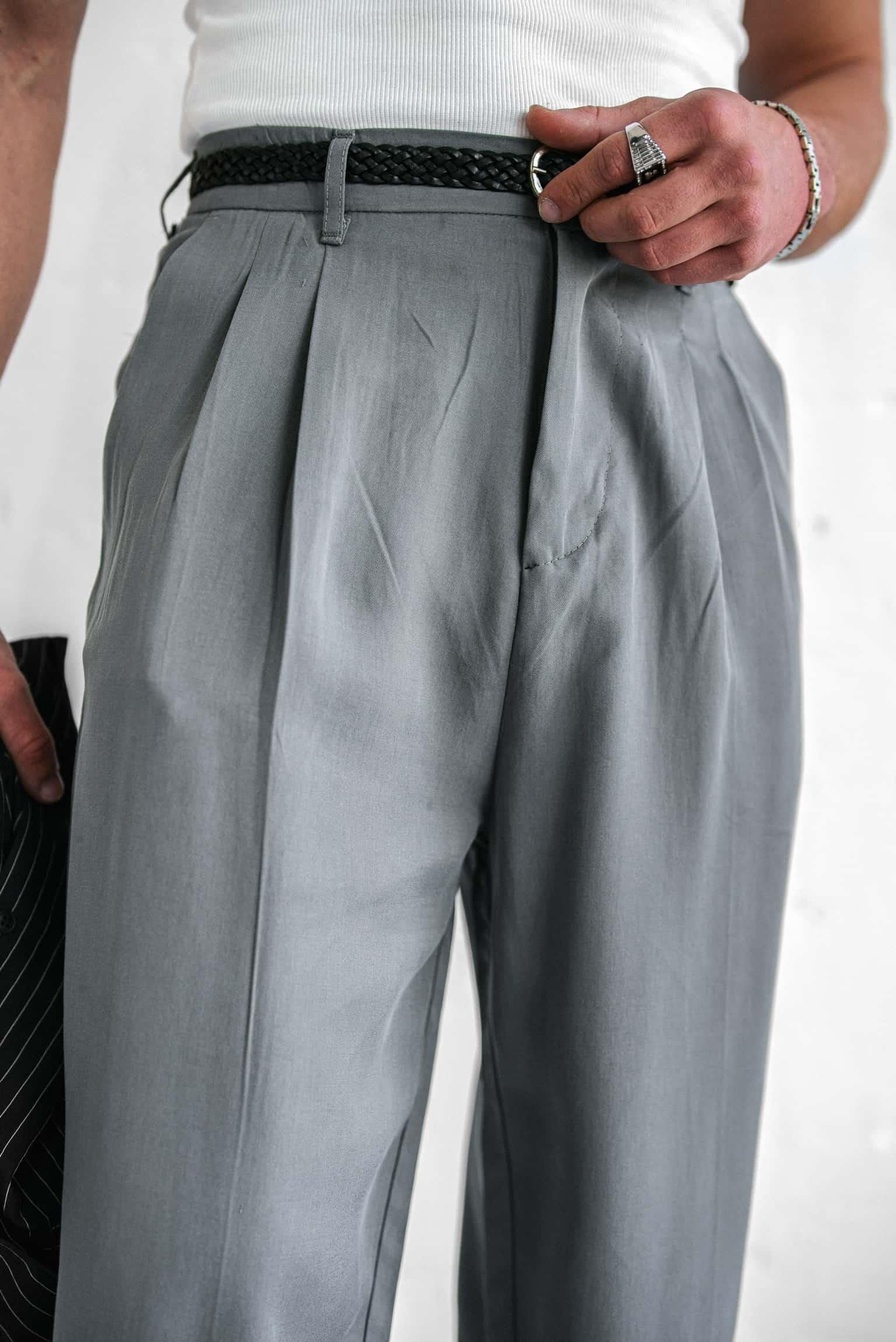 Erkek Baggy Fit Beli Lastikli Pantolon Gri