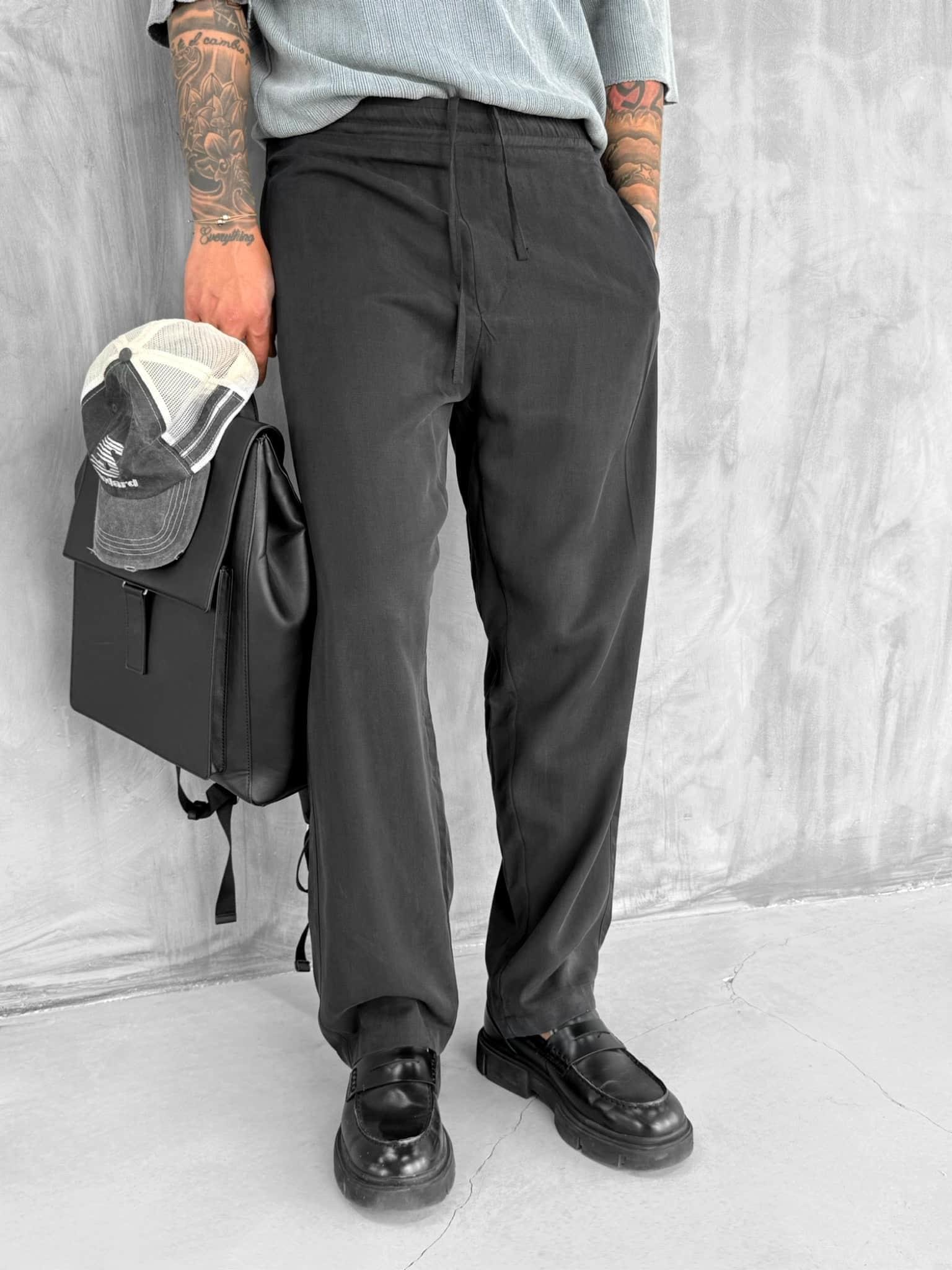 Erkek Baggy Fit Beli Lastikli Rahat Pantolon Siyah