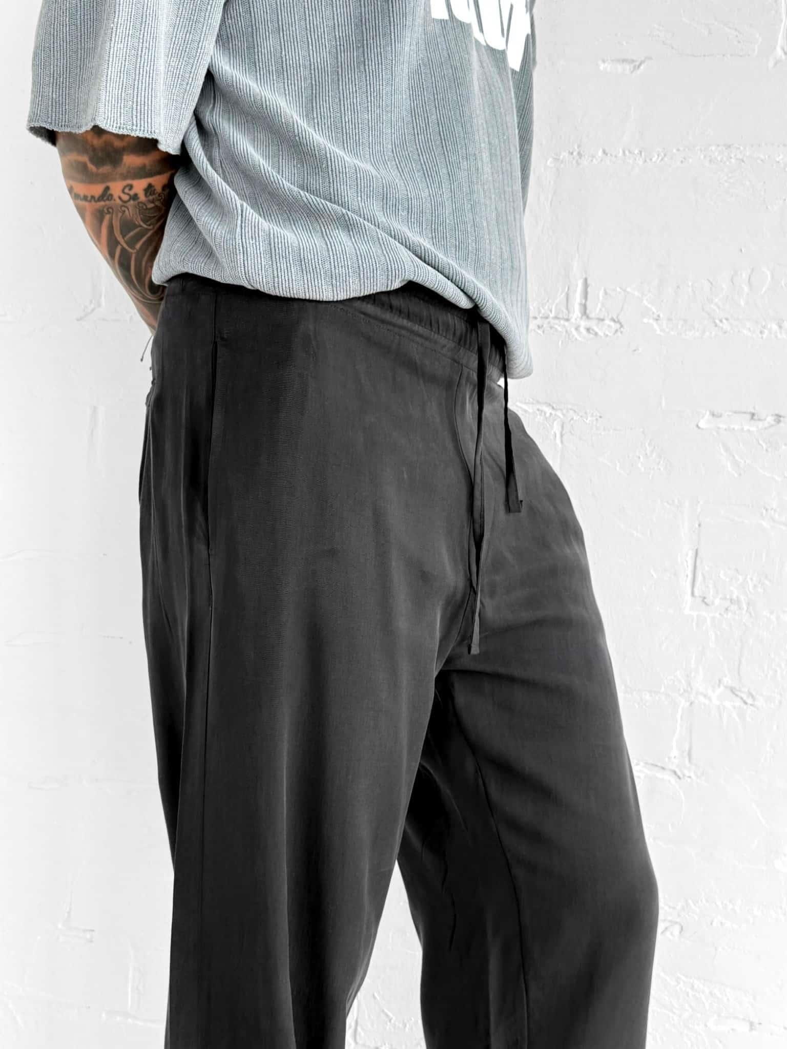 Erkek Baggy Fit Beli Lastikli Rahat Pantolon Siyah