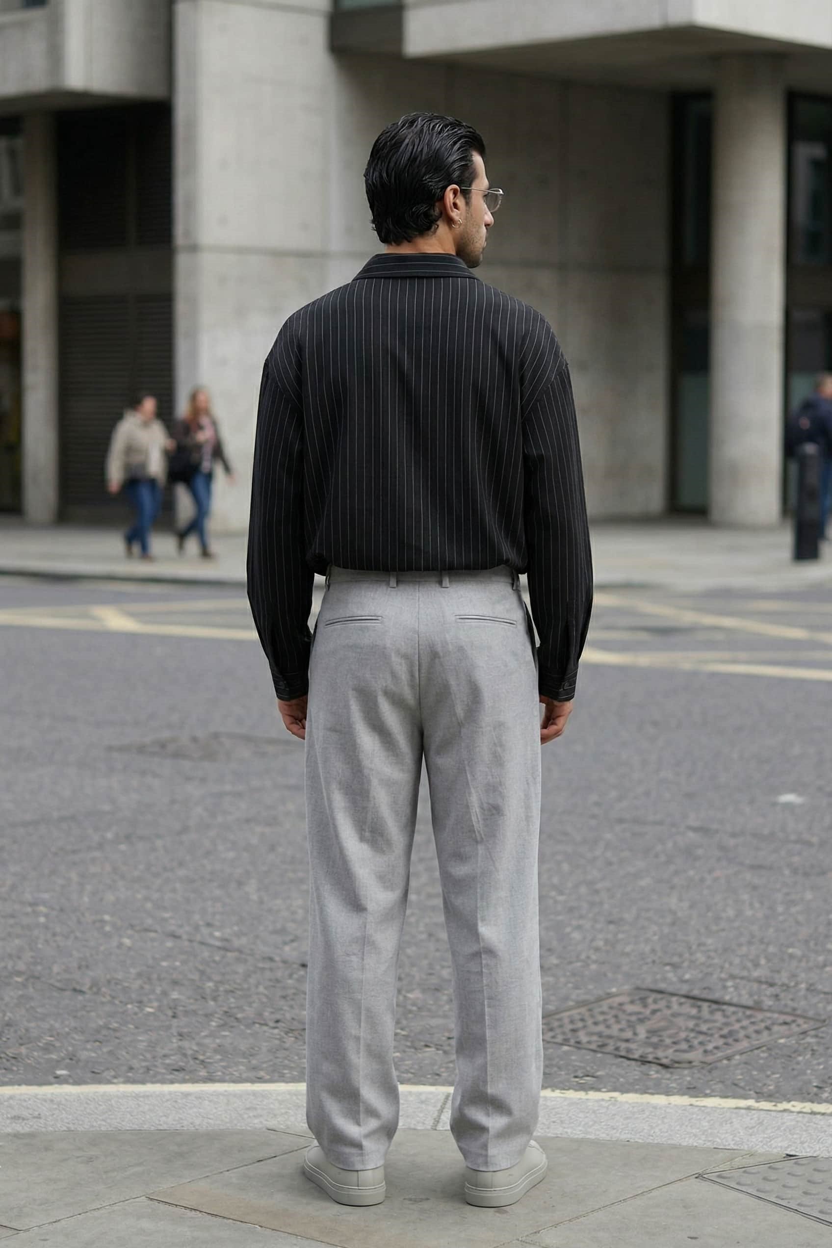 Erkek Baggy Fit Beli Lastikli Rahat Pantolon Gri Melanj